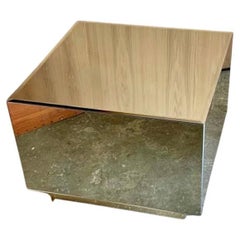 Table basse en verre miroir des années 1970