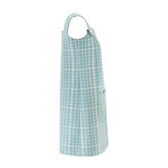 1970er Miss Dior Blau-weißes Karo-Kleid