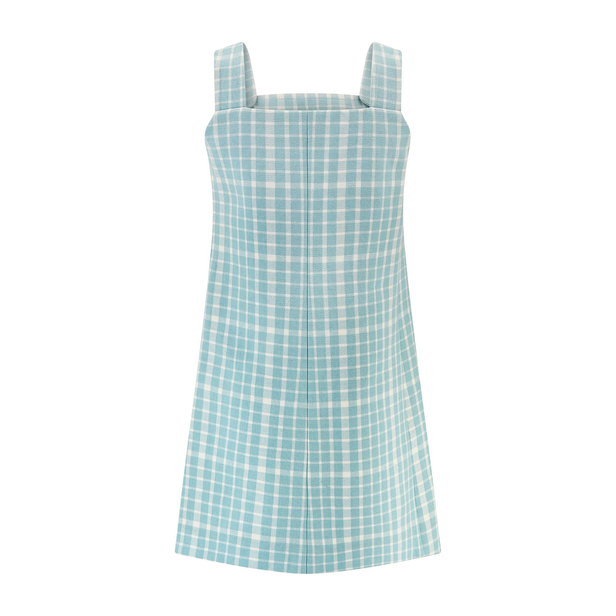 1970s Miss Dior Blue and White Gingham Check Dress In Excellent Condition For Sale In London, GB