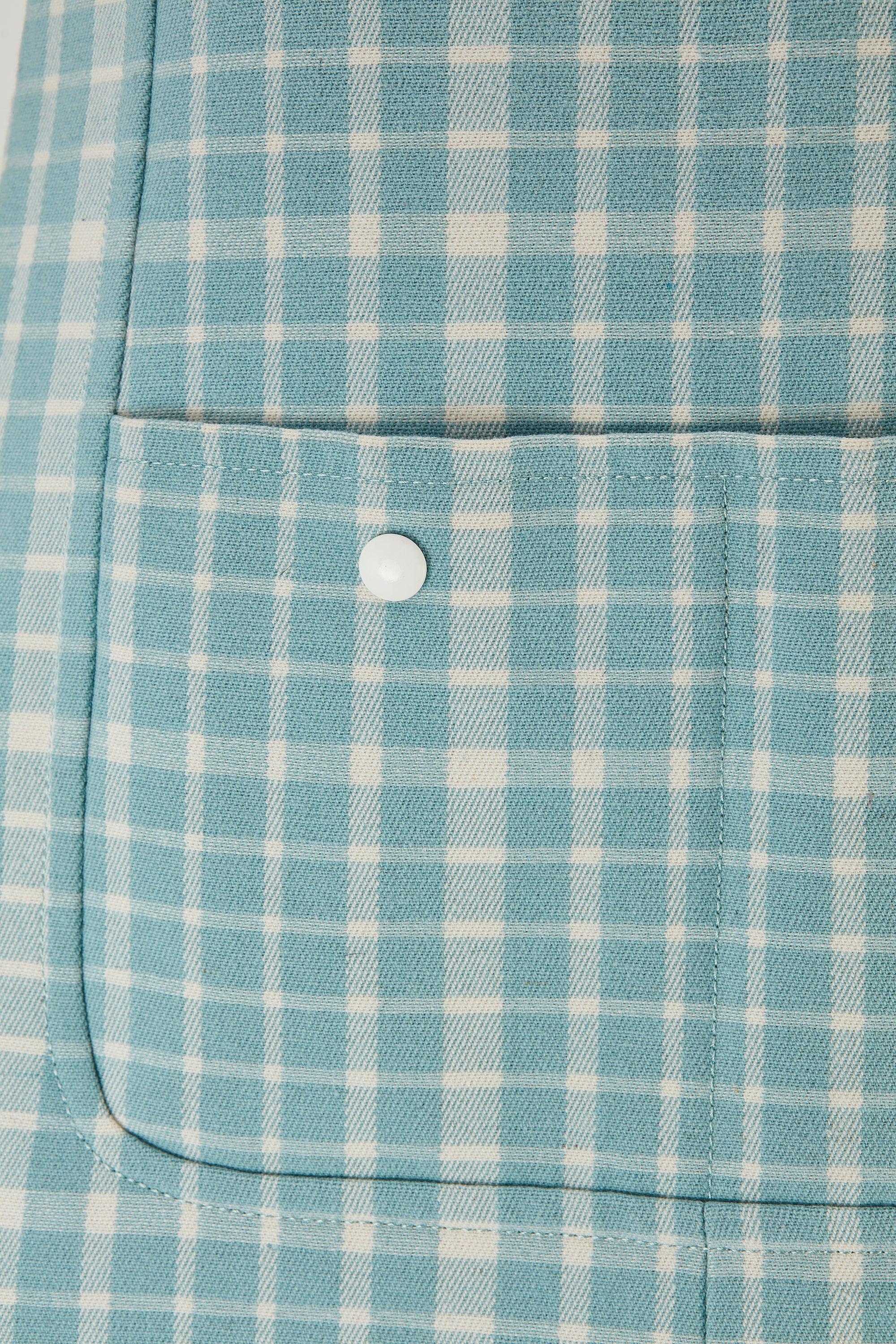 Women's 1970s Miss Dior Blue and White Gingham Check Dress For Sale
