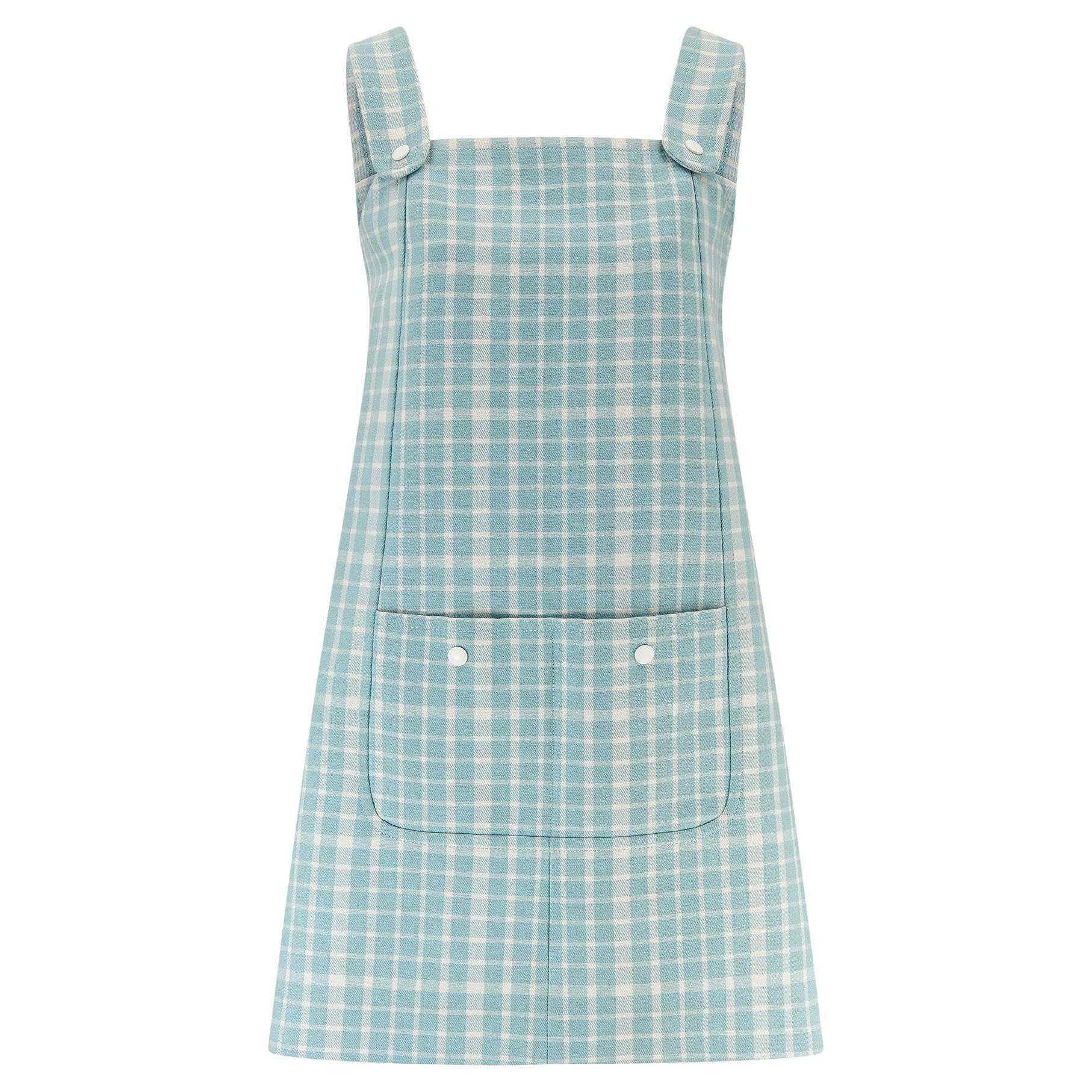 1970s Miss Dior Blue and White Gingham Check Dress For Sale