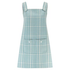 1970s Miss Dior Blue and White Gingham Check Dress