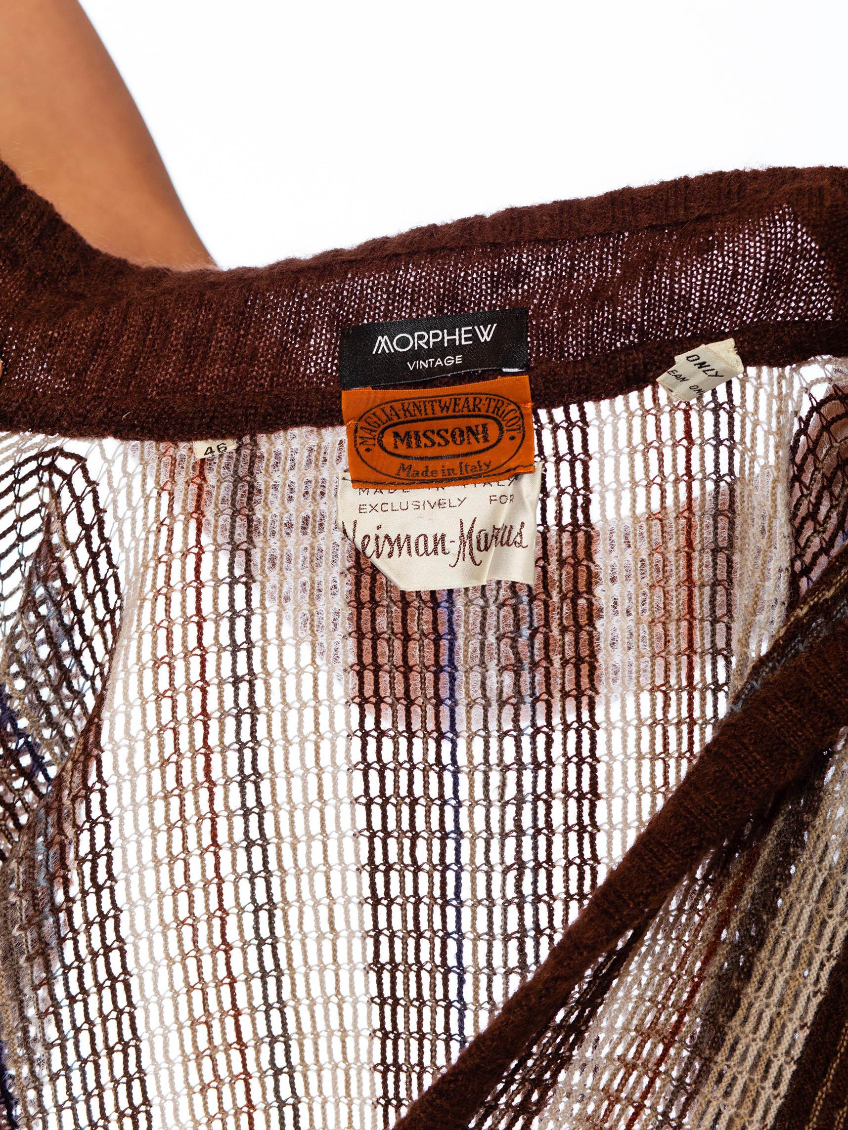 1970S Missoni Brown & Cream Wool Blend Knit Oversized Tunic Sweater 4