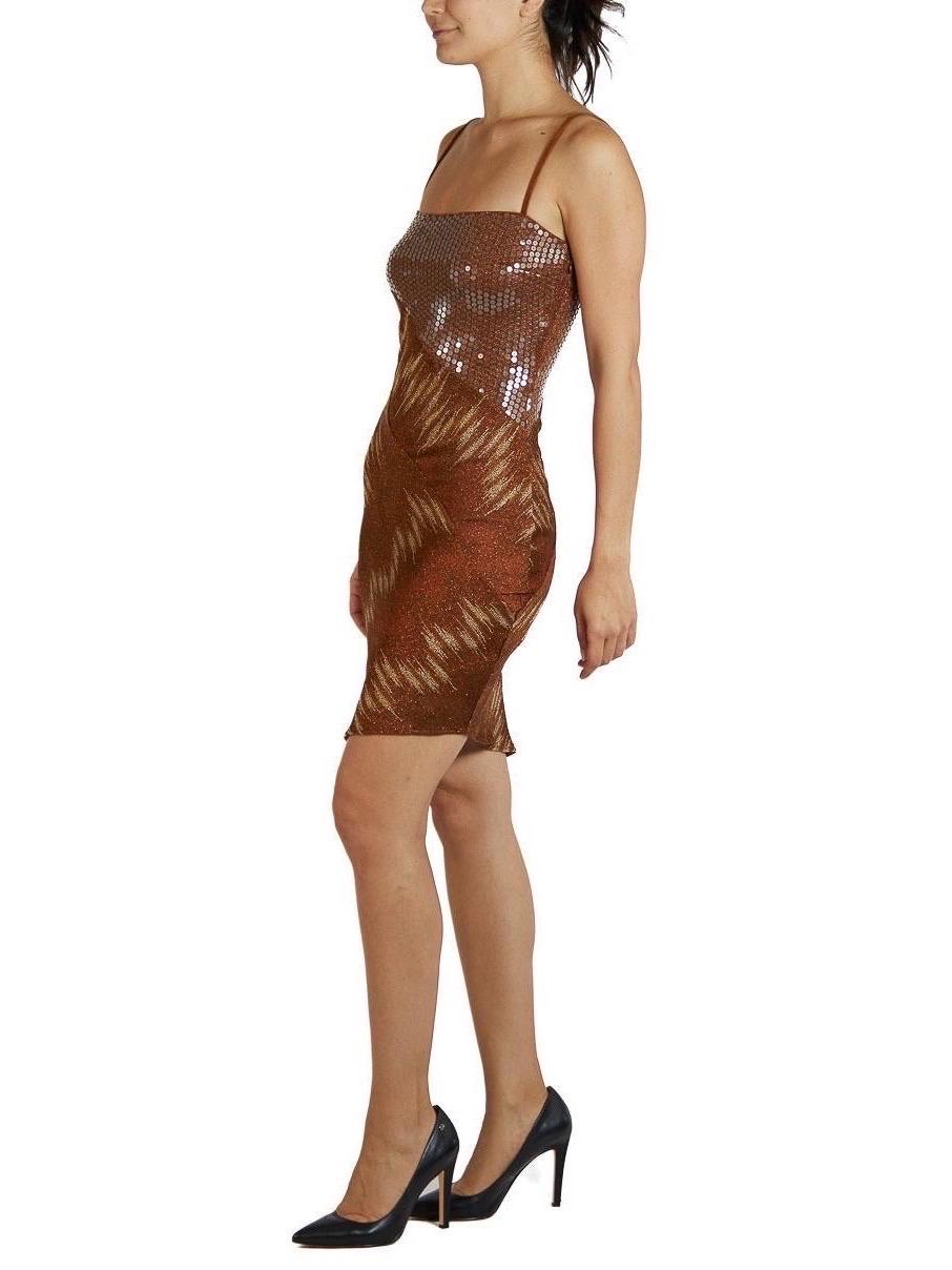 Women's 1970S MISSONI Brown & Gold Dress For Sale