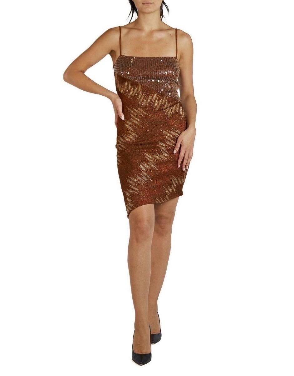 1970S MISSONI Brown & Gold Dress For Sale 2