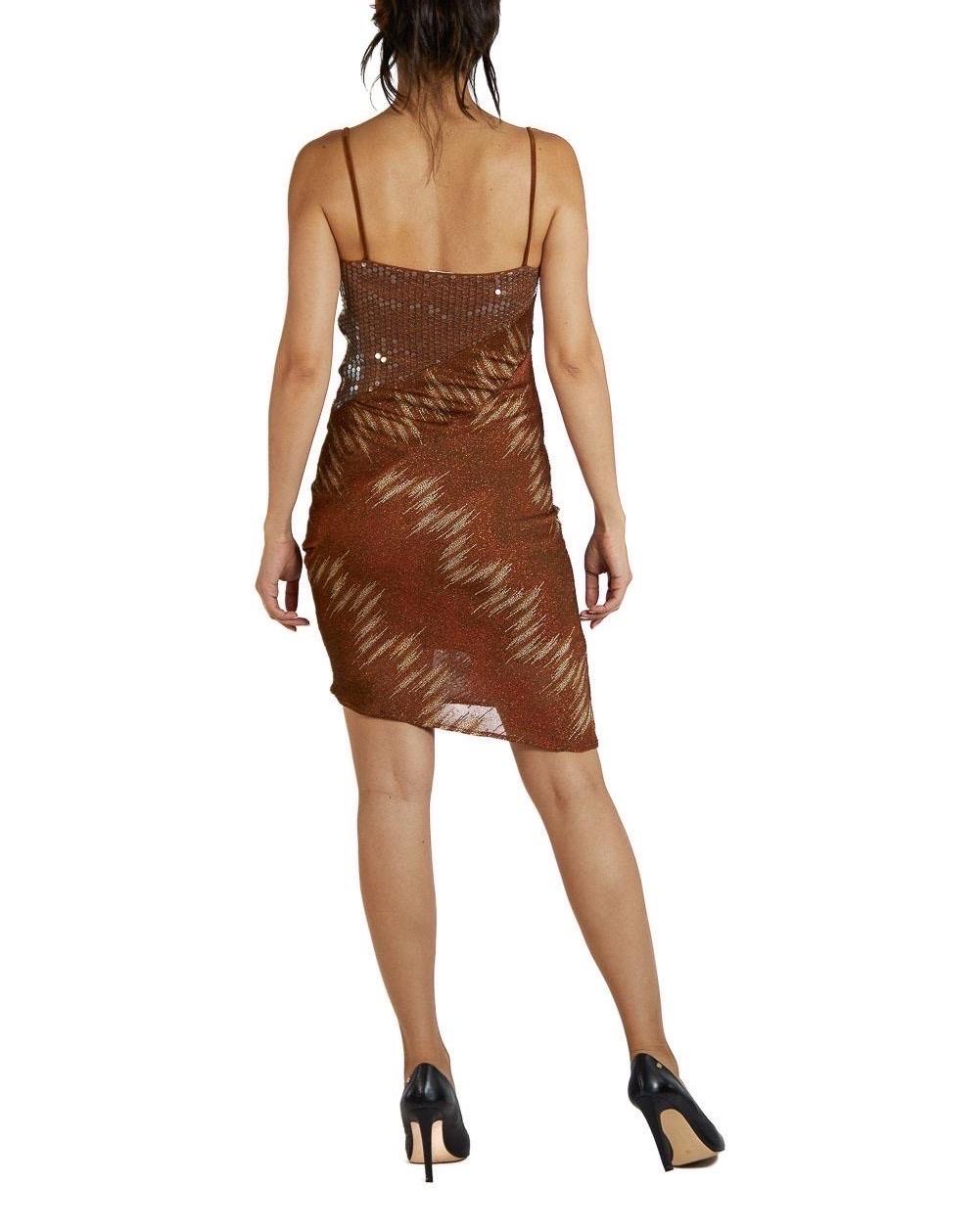 1970S MISSONI Brown & Gold Dress For Sale 3