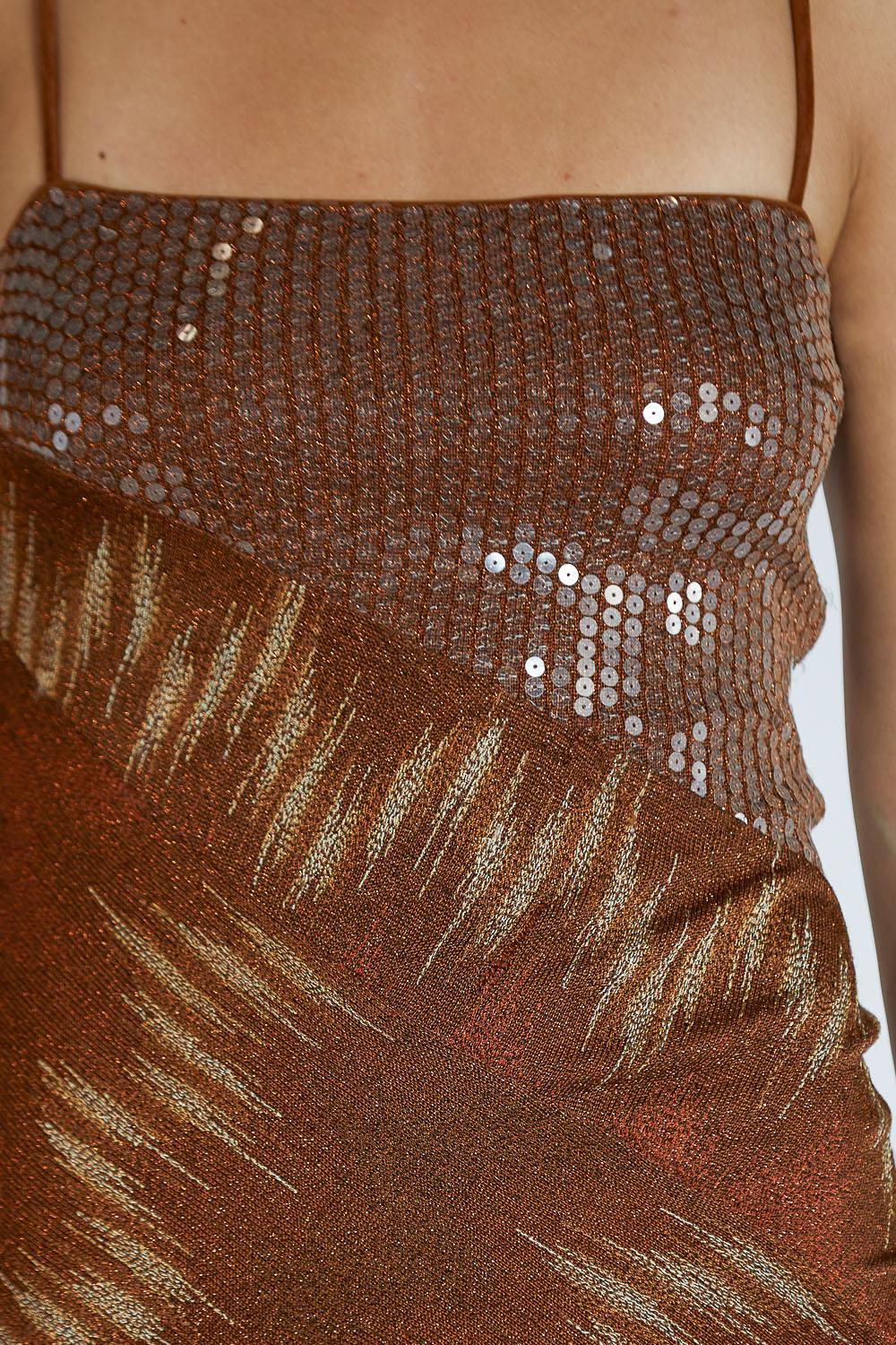 1970S MISSONI Brown & Gold Dress For Sale 4