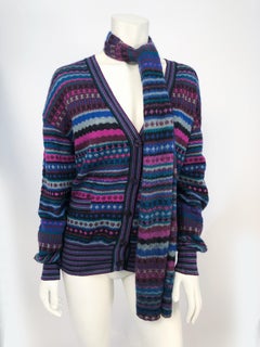 1970s Missoni Knit Cardigan with Matching Scarf