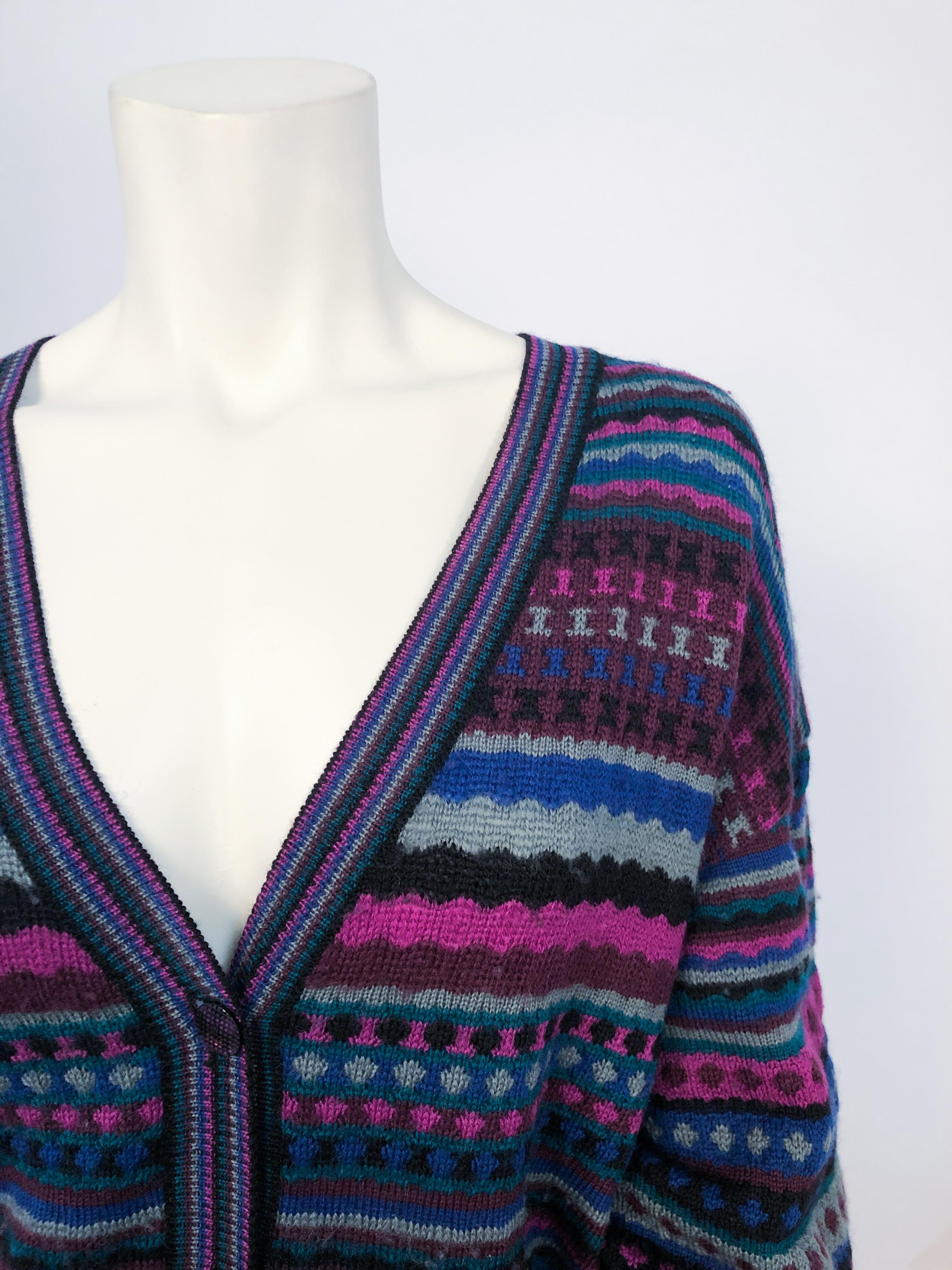 1970s Missoni Knit Cardigan with Matching Scarf For Sale 1