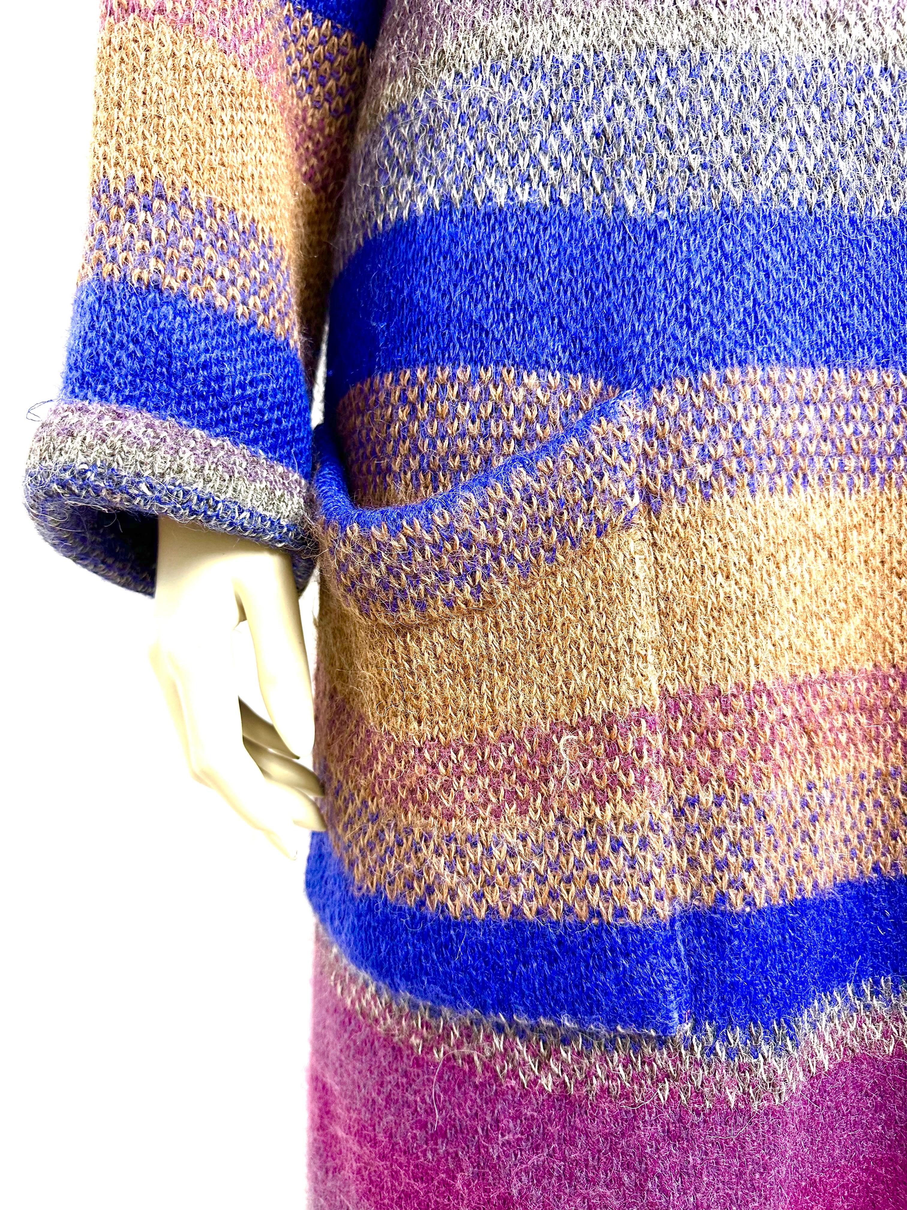 Gray 1970’s Missoni long wool cardigan coat 
