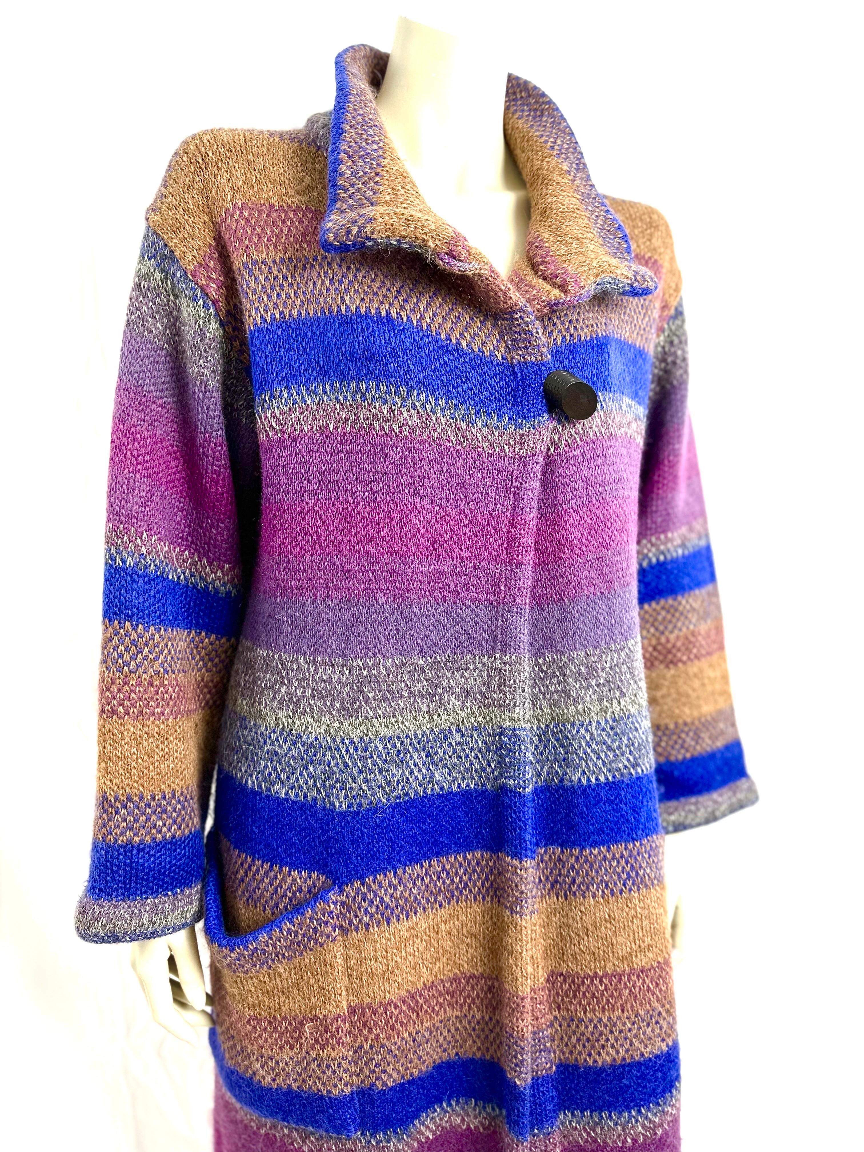 1970’s Missoni long wool cardigan coat  In Good Condition For Sale In L'ESCALA, ES
