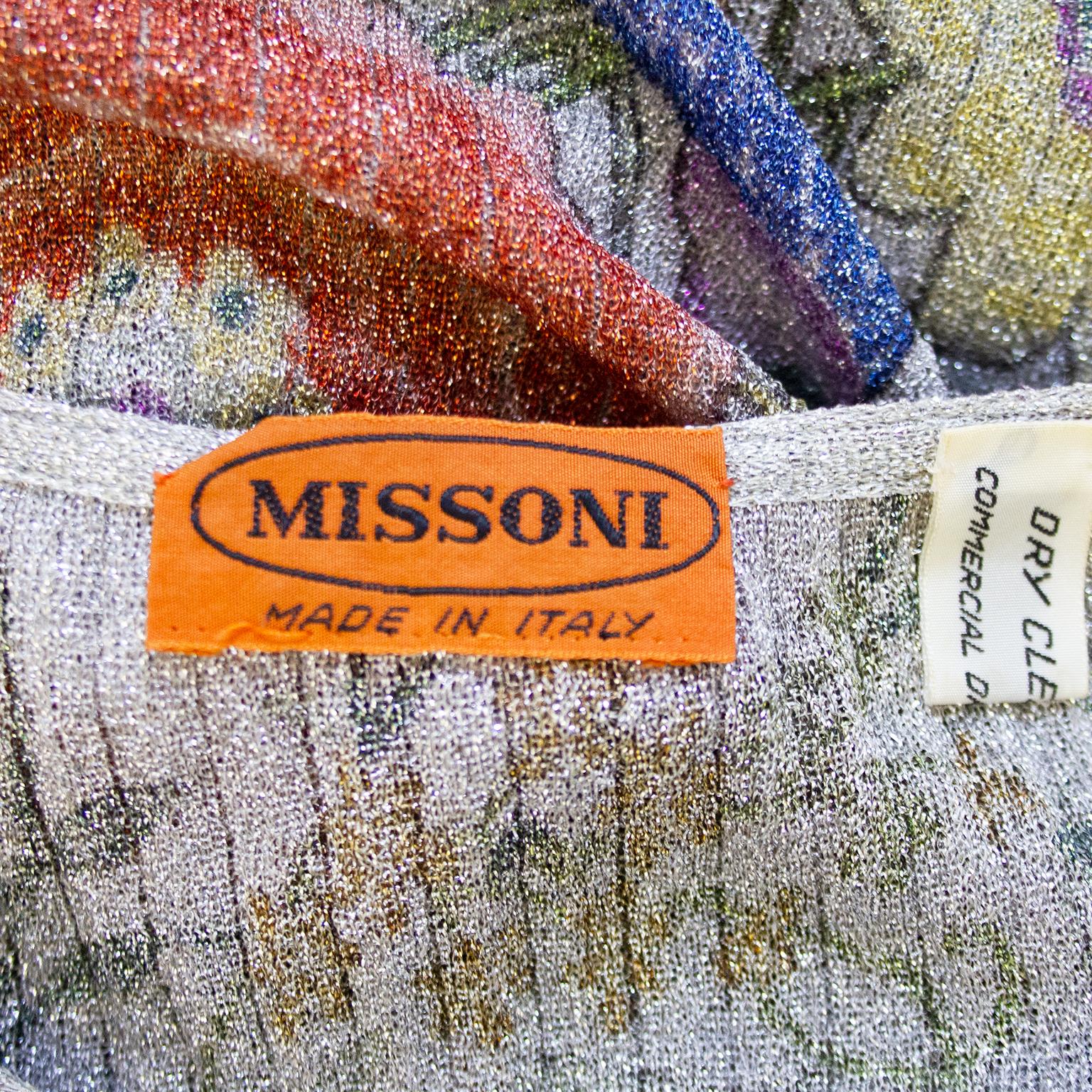 Missoni Micro plissiert Silber Floral Lurex Maxirock und Oberteil Ensemble 1970er Jahre  im Angebot 4