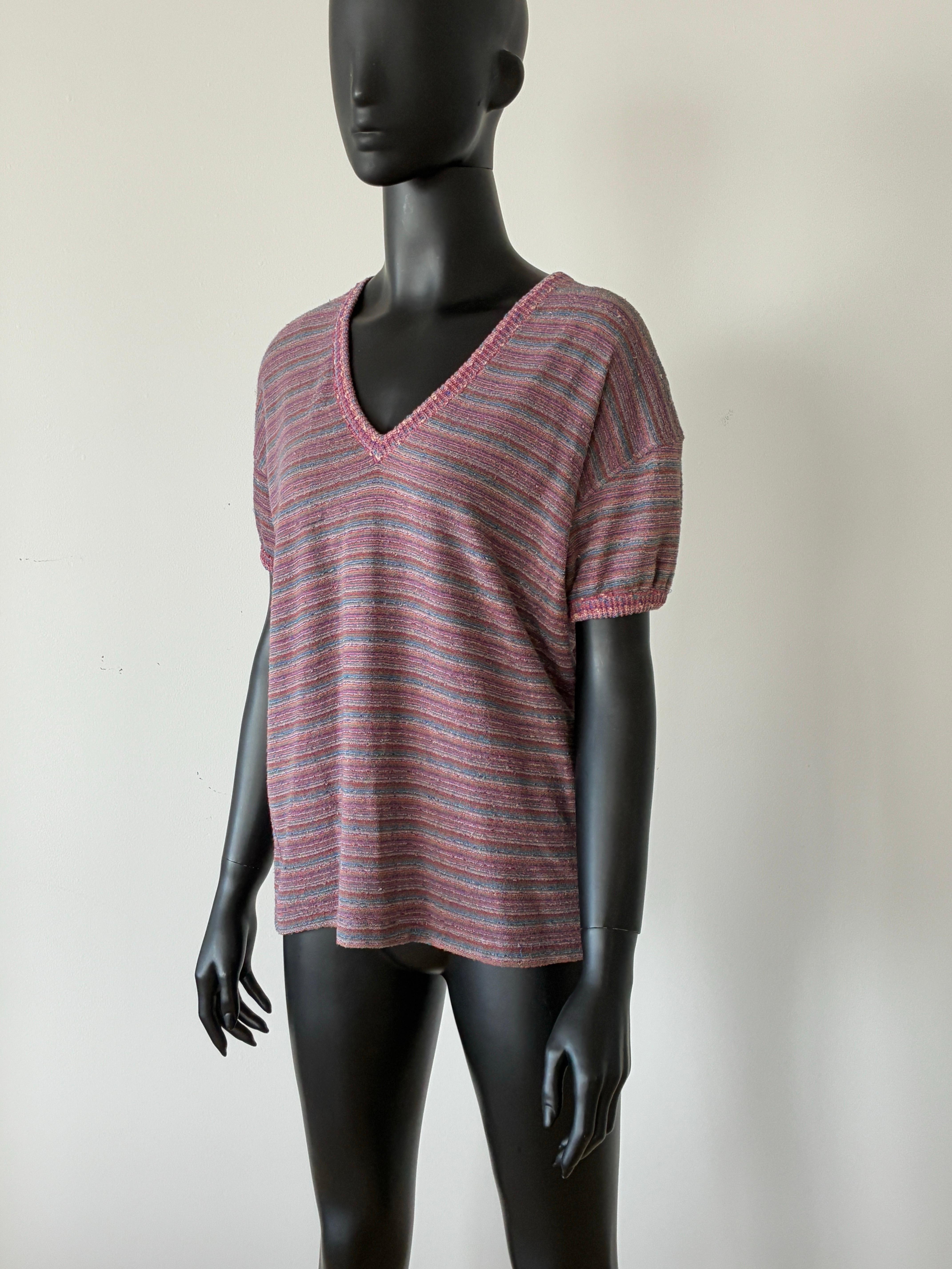 1970er Missoni Gestreiftes Frottee-T-Shirt Top im Angebot 5