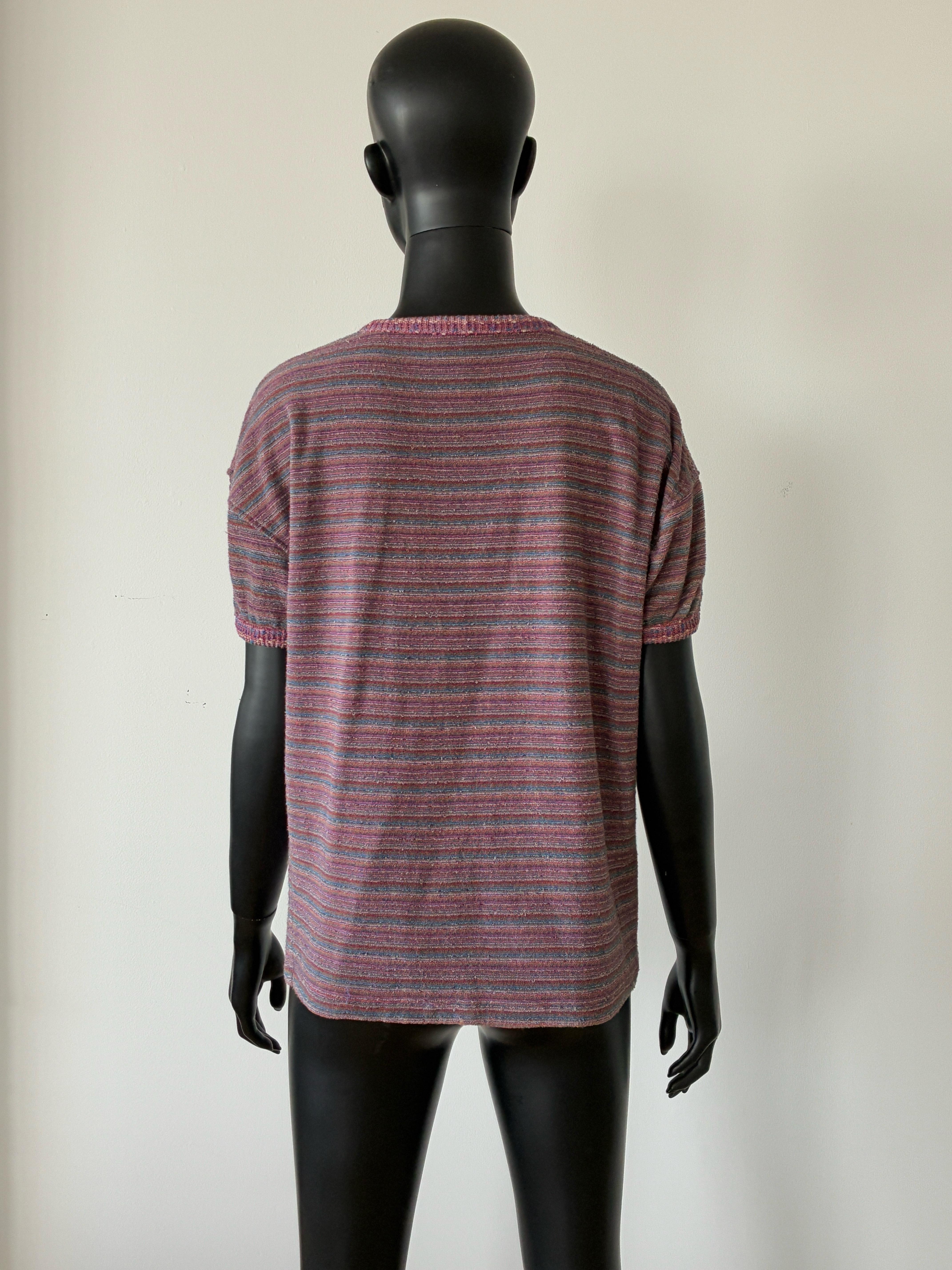 1970er Missoni Gestreiftes Frottee-T-Shirt Top im Zustand „Gut“ im Angebot in COLLINGWOOD, AU