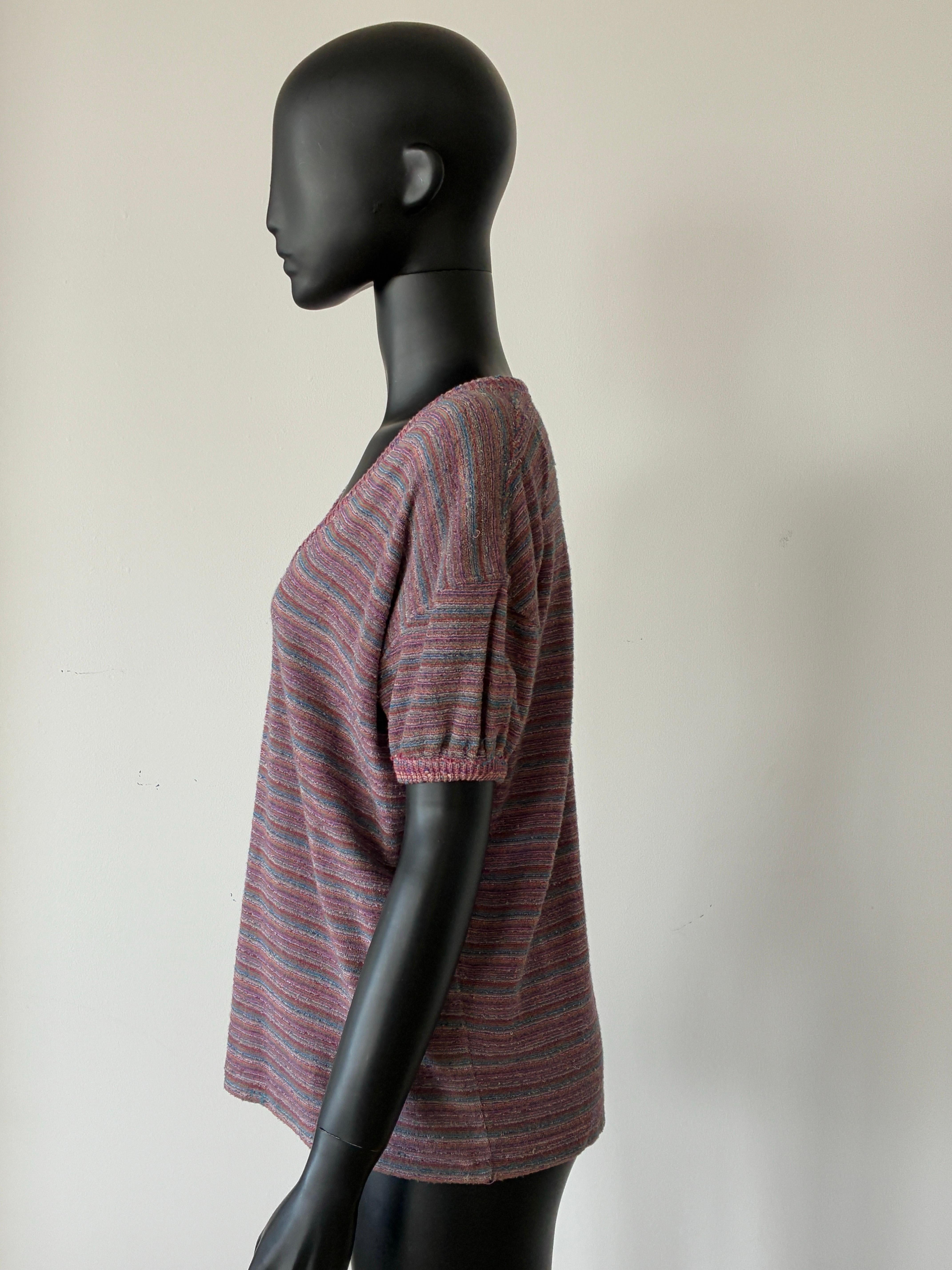 1970er Missoni Gestreiftes Frottee-T-Shirt Top im Angebot 2