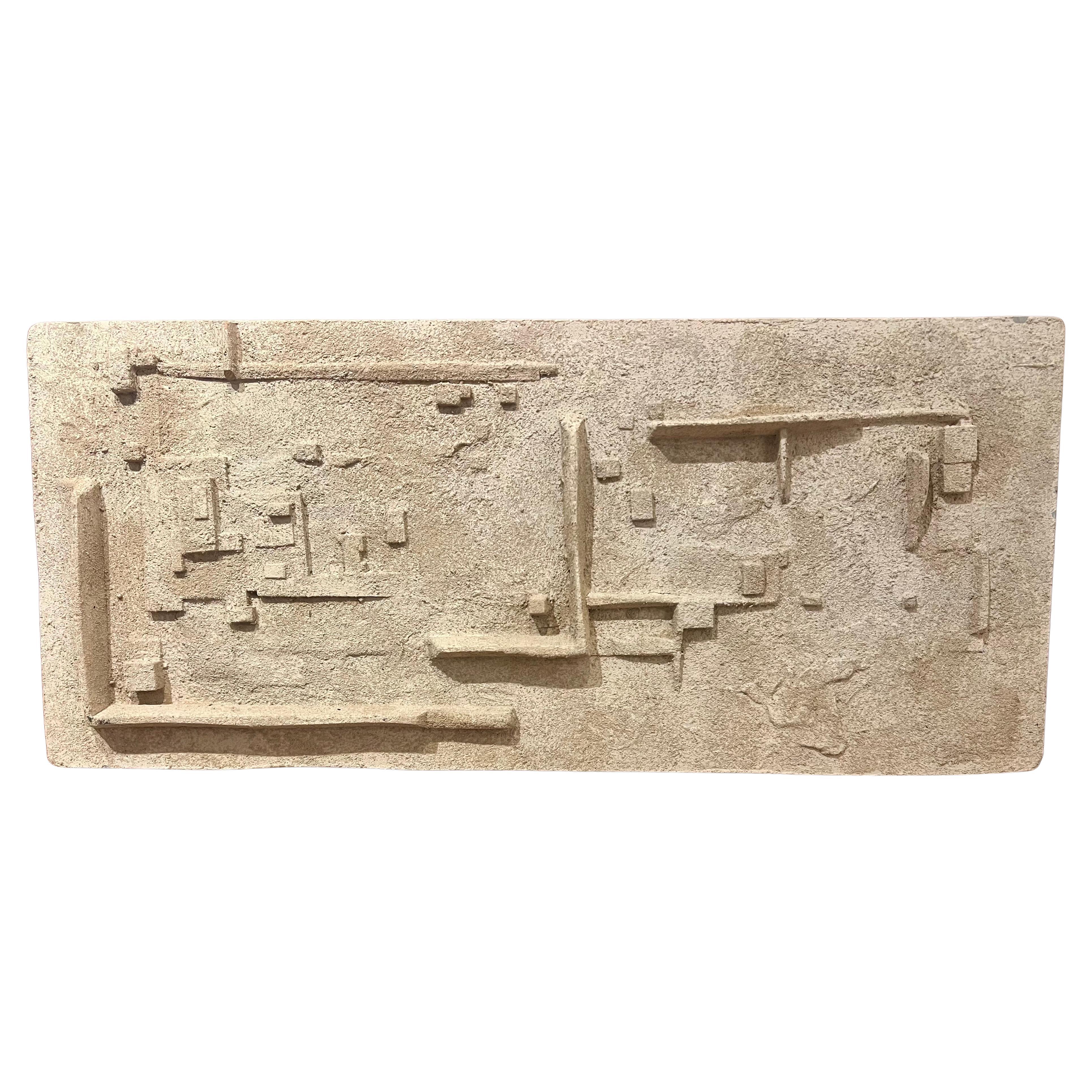 American 1970's Mix Media Brutalist Abstract Wall Relief by Hari Van Hoeffen Signed For Sale