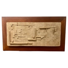 Relieve mural abstracto Brutalista de Técnica Mixta de los años 70 por Hari Van Hoeffen Firmado