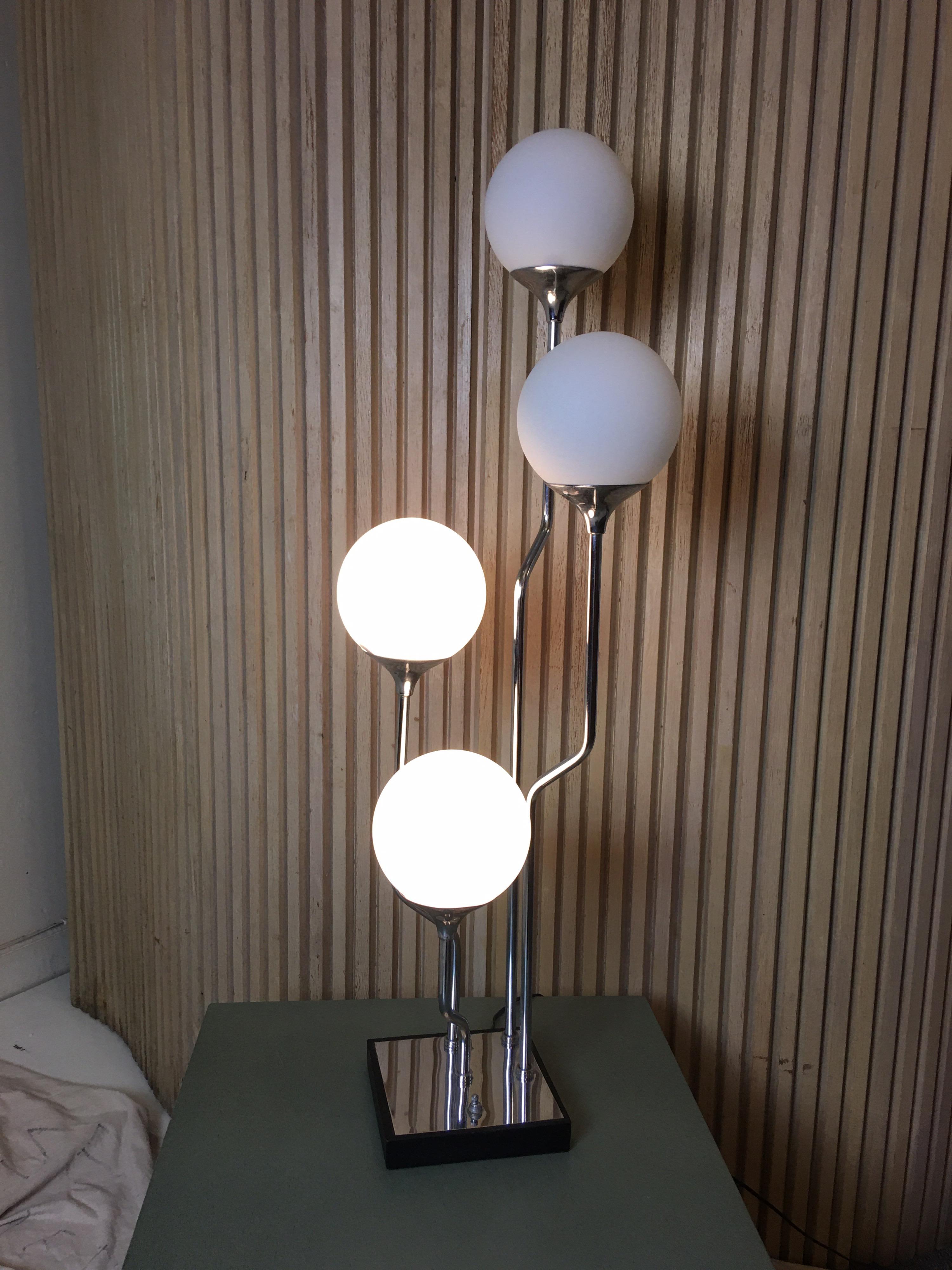 1970s Mod Chrome with 4 Globe Table Lamp 1