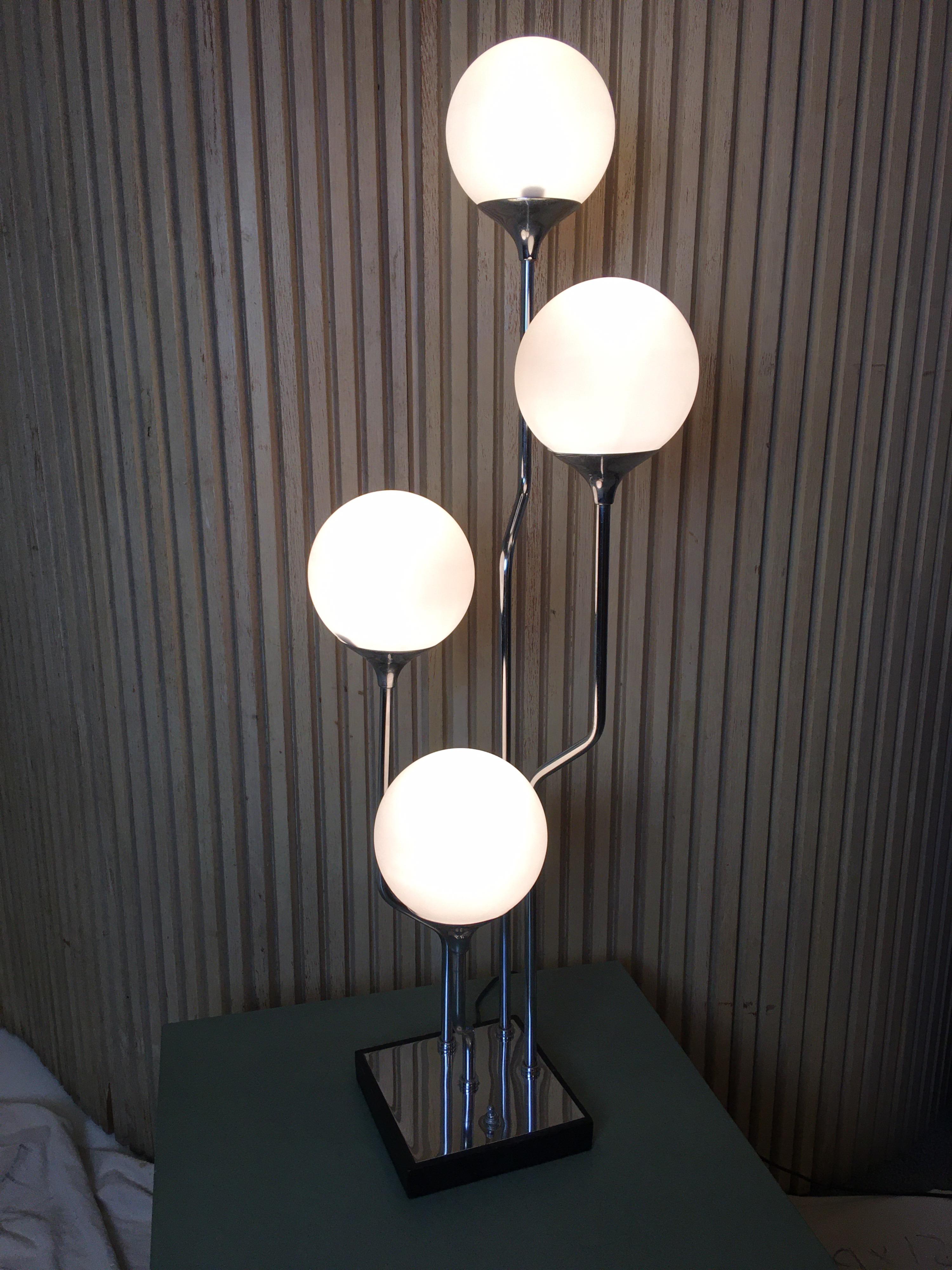 1970s Mod Chrome with 4 Globe Table Lamp 3