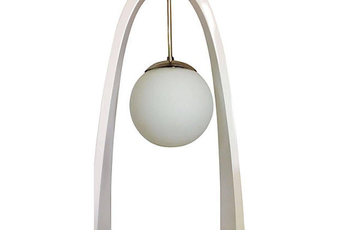 American 1970s MOD Lacquered Wood & Chrome Hanging Pendant Light