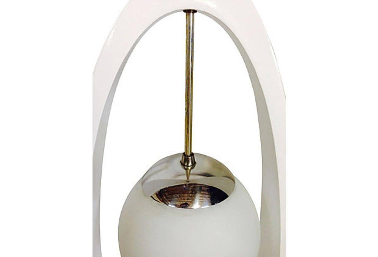 1970s MOD Lacquered Wood & Chrome Hanging Pendant Light In Good Condition In West Palm Beach, FL