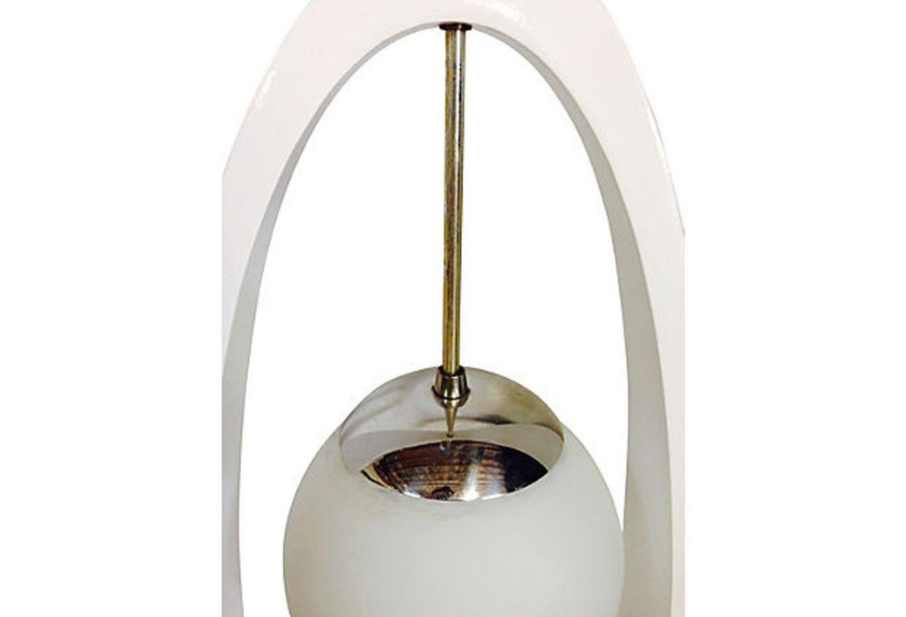 20th Century 1970s MOD Lacquered Wood & Chrome Hanging Pendant Light