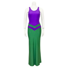Vintage 1970s Mod Mod Mod Purple and Green Cut-Out Gown