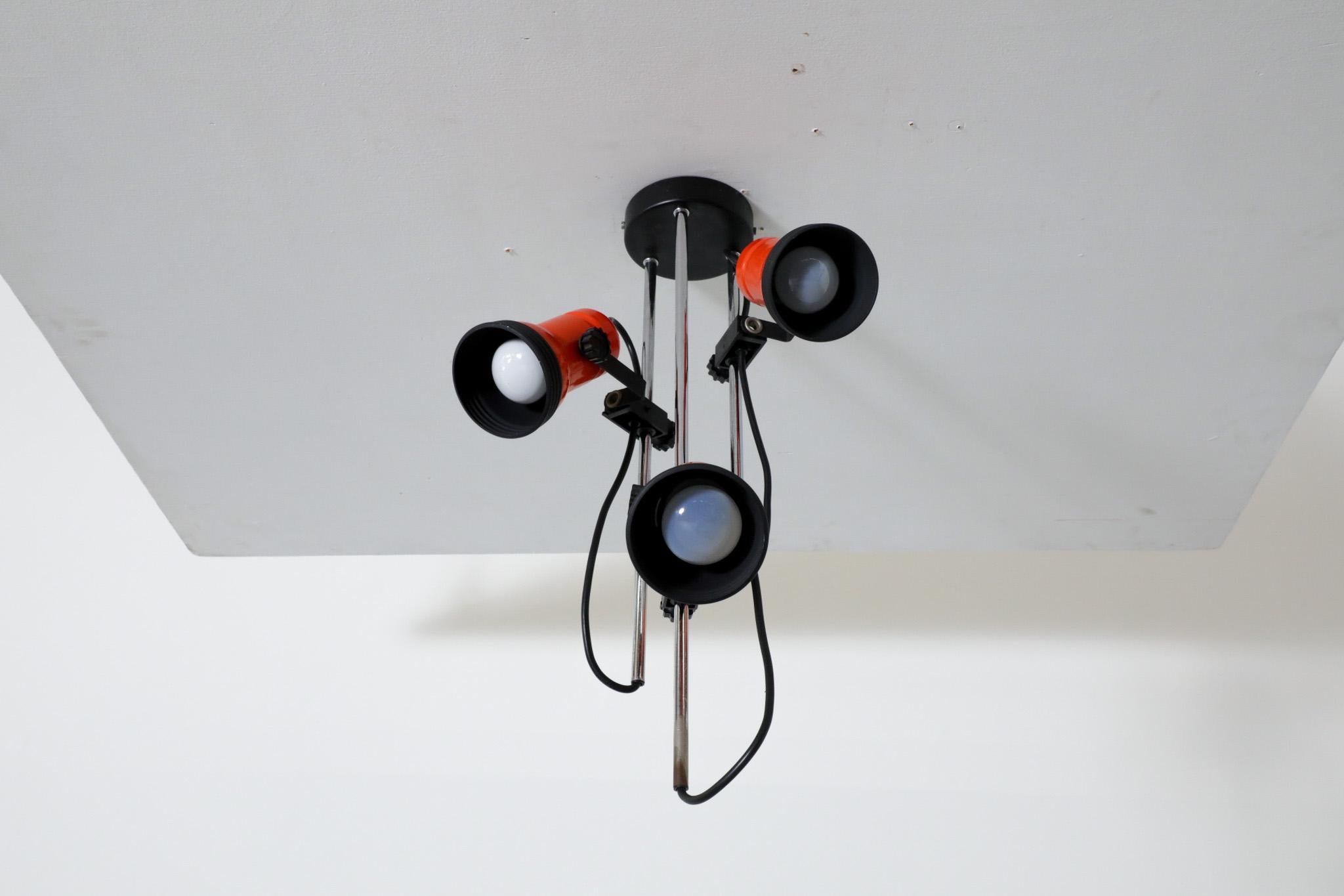 1970's MOD Orange Enameled Multi-Spot Flush Mount Ceiling Light For Sale 3