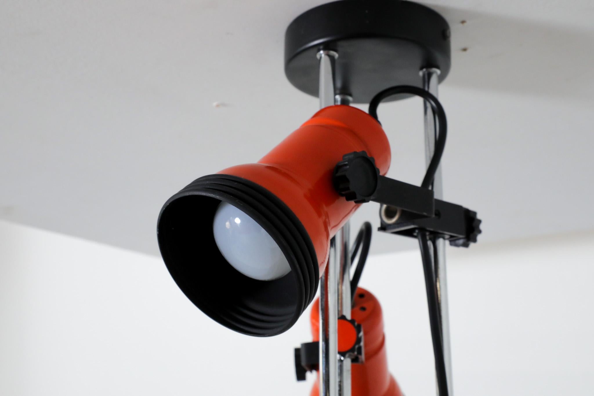 1970's MOD Orange Enameled Multi-Spot Flush Mount Ceiling Light For Sale 8