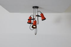 1970s MOD Multi-Spot Ceiling Light, Orange Enamel, Chrome Stems