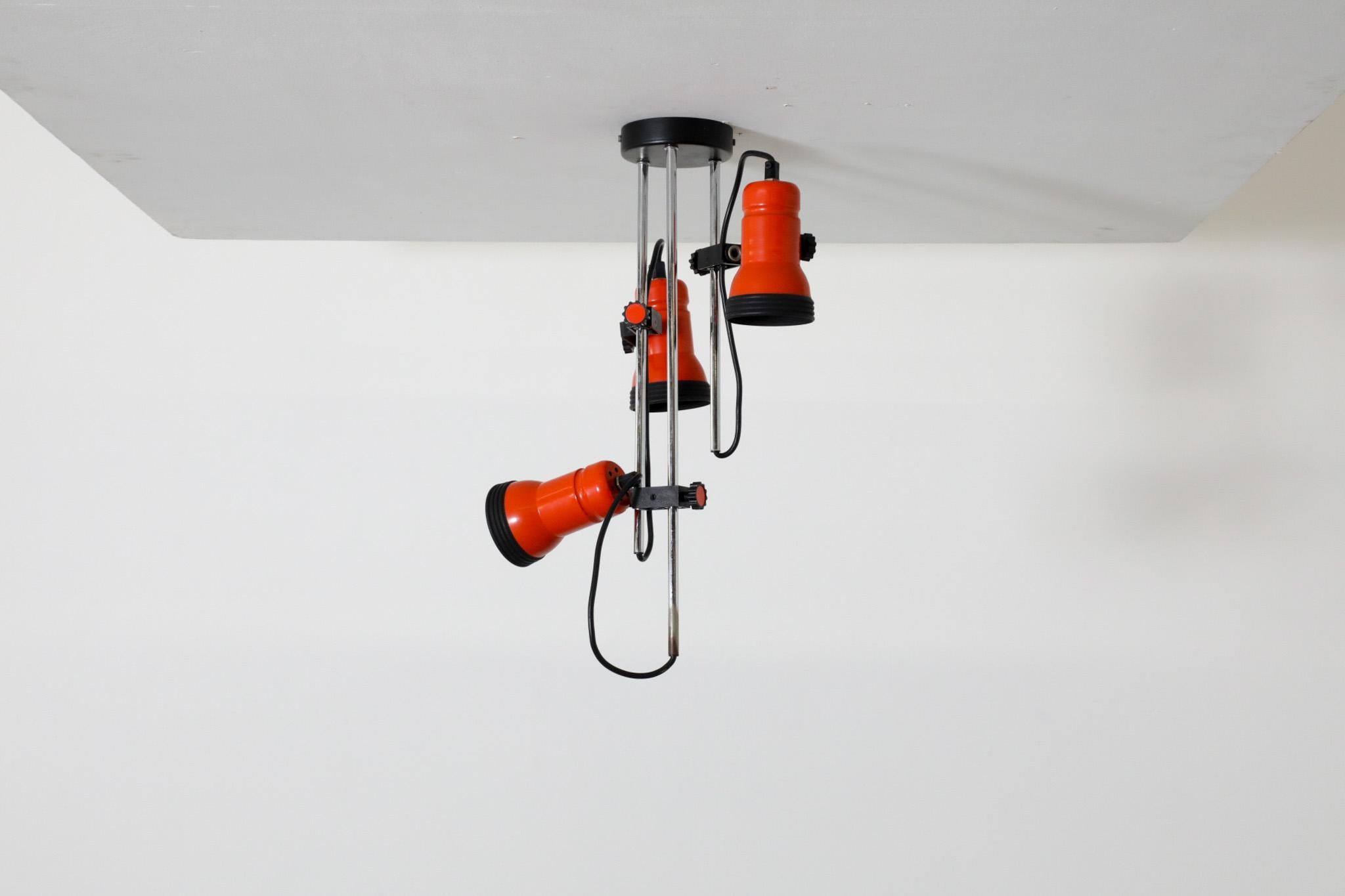 Late 20th Century 1970's MOD Orange Enameled Multi-Spot Flush Mount Ceiling Light For Sale