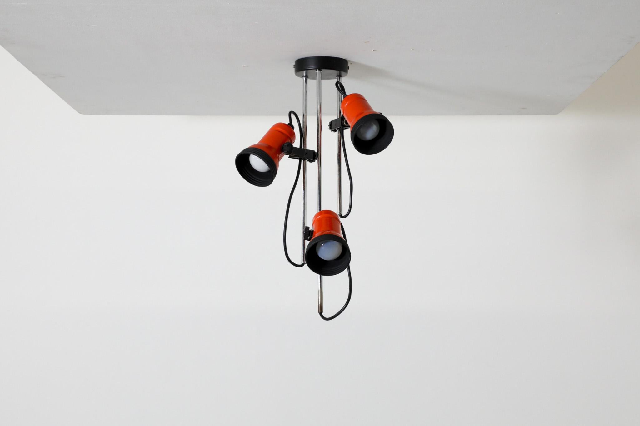 1970's MOD Orange Enameled Multi-Spot Flush Mount Ceiling Light For Sale 1