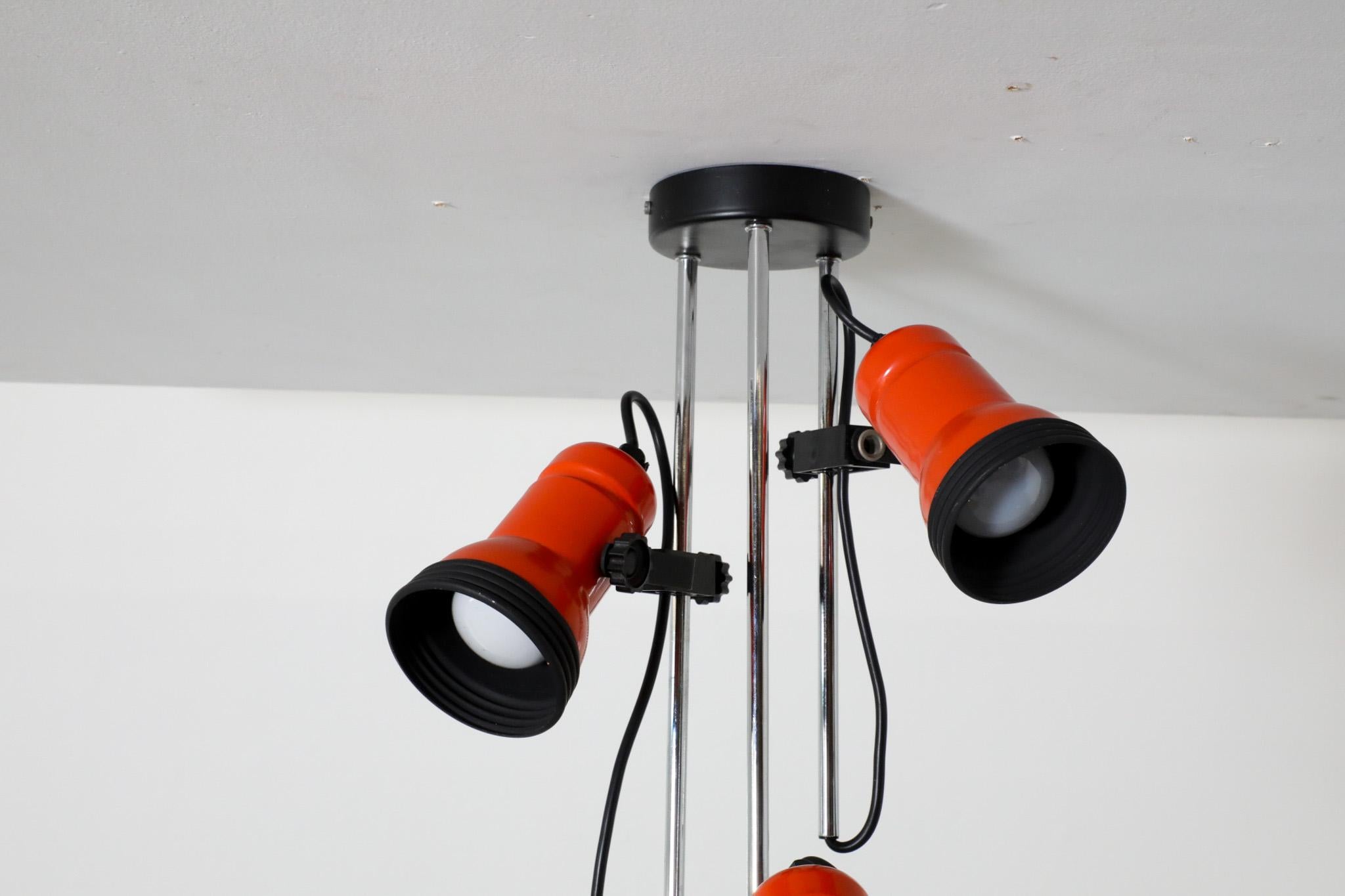 1970's MOD Orange Enameled Multi-Spot Flush Mount Ceiling Light For Sale 2