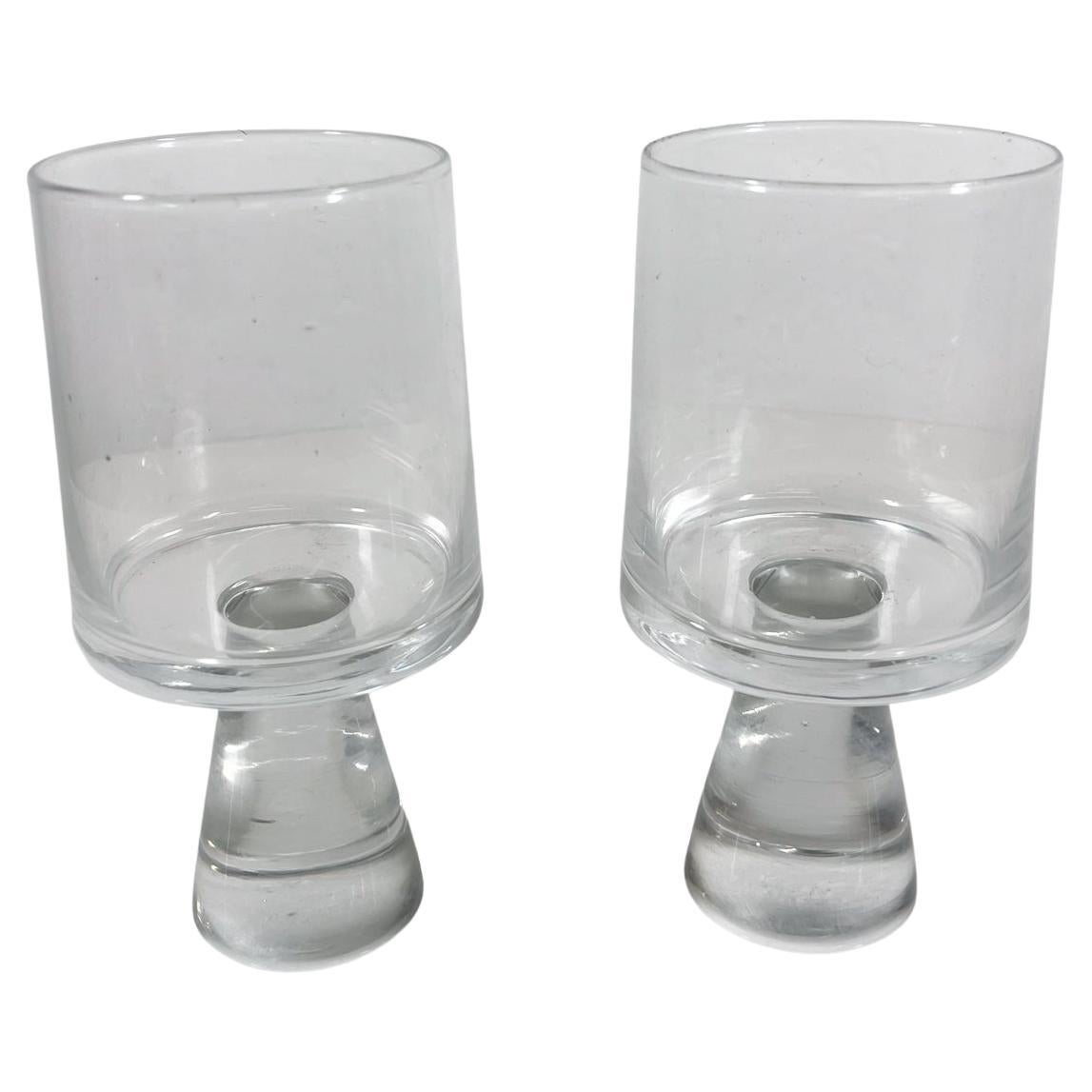 1970 Mod Set of Two Tumbler Water Goblet Crystal Glasses