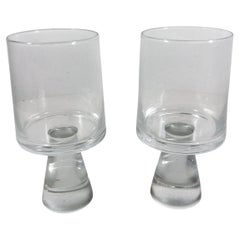 1970s Mod Set of Two Tumbler Water Goblet Crystal Glasses