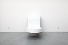 1970's MOD White Wave Table or Nightstand with Hidden Bookcase and Light