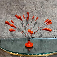 1970s Mod Wire Table Sculpture Orange Lacquer Style of Harry Bertoia