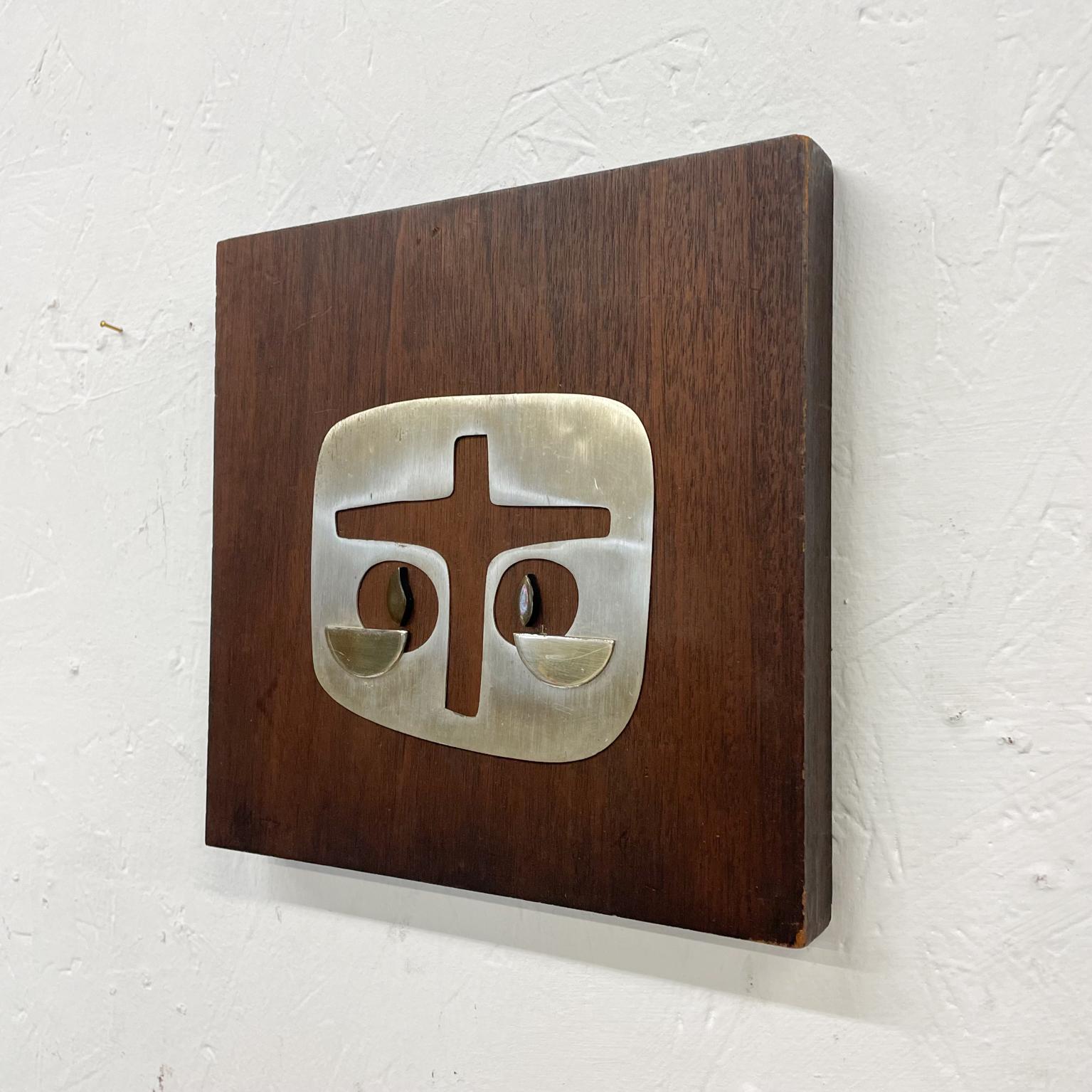Mid-Century Modern 1970s Modern Abstract Cross Wall Art Mahogany Sterling Silver Emaus Monks Mexico