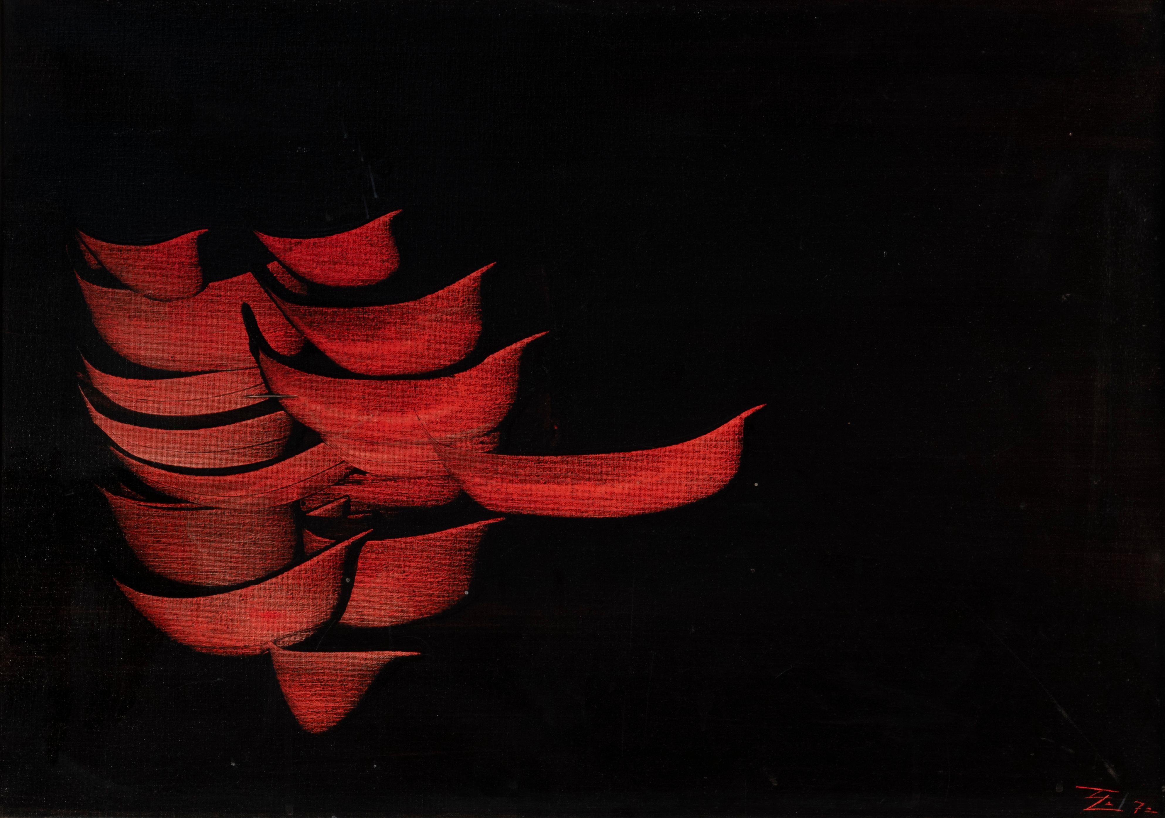 Mid-Century moderno Pittura astratta moderna italiana degli anni '70 di Claudio Cazzola in vendita