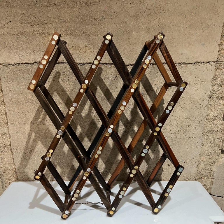 1970s Modern Accordion Ten Bottle Wine Rack in Rosewood and Abalone ...