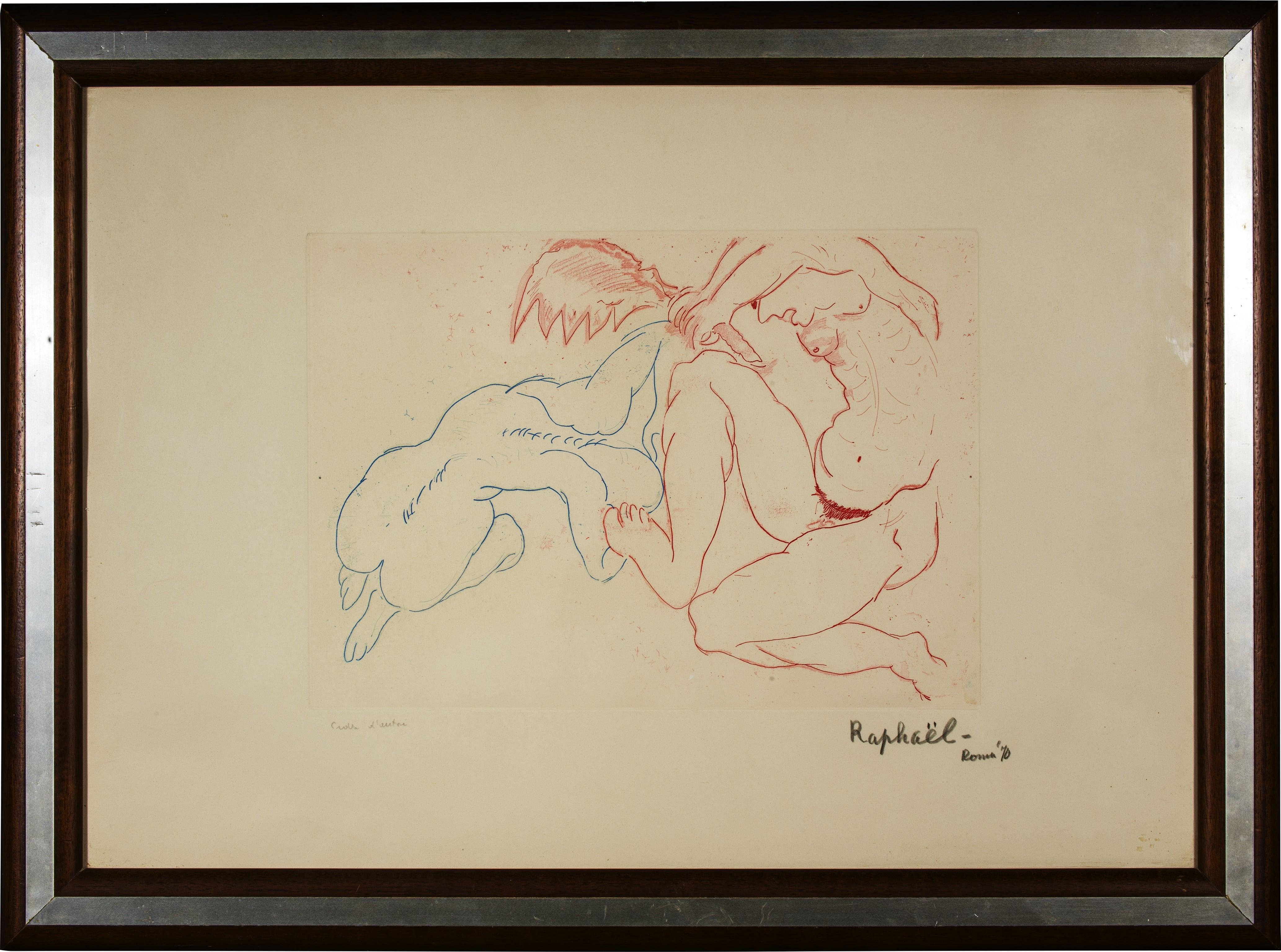 Mid-Century Modern 1970s Modern Antonietta Raphaël Signed Etching For Sale