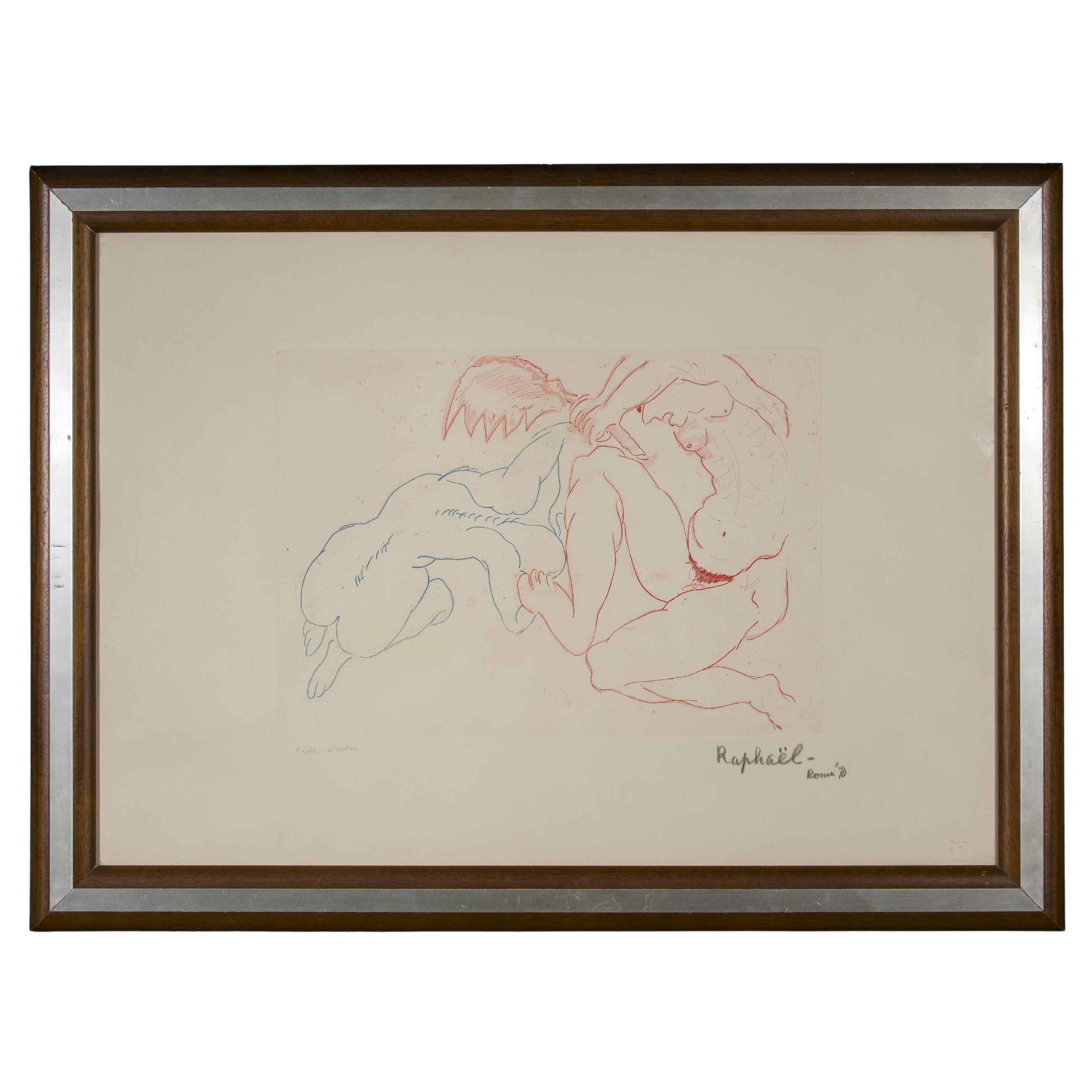 Opera moderna degli anni '70 di Antonietta Raphaël firmata su carta