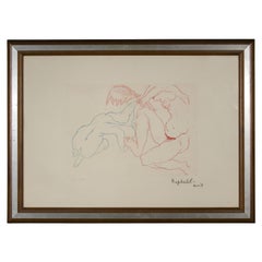 Opera moderna degli anni '70 di Antonietta Raphaël firmata su carta