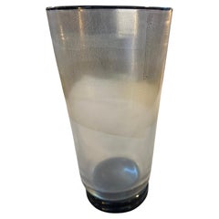 1970s Modern Black and Gold Clear Murano Glass Vase in the style of Venini