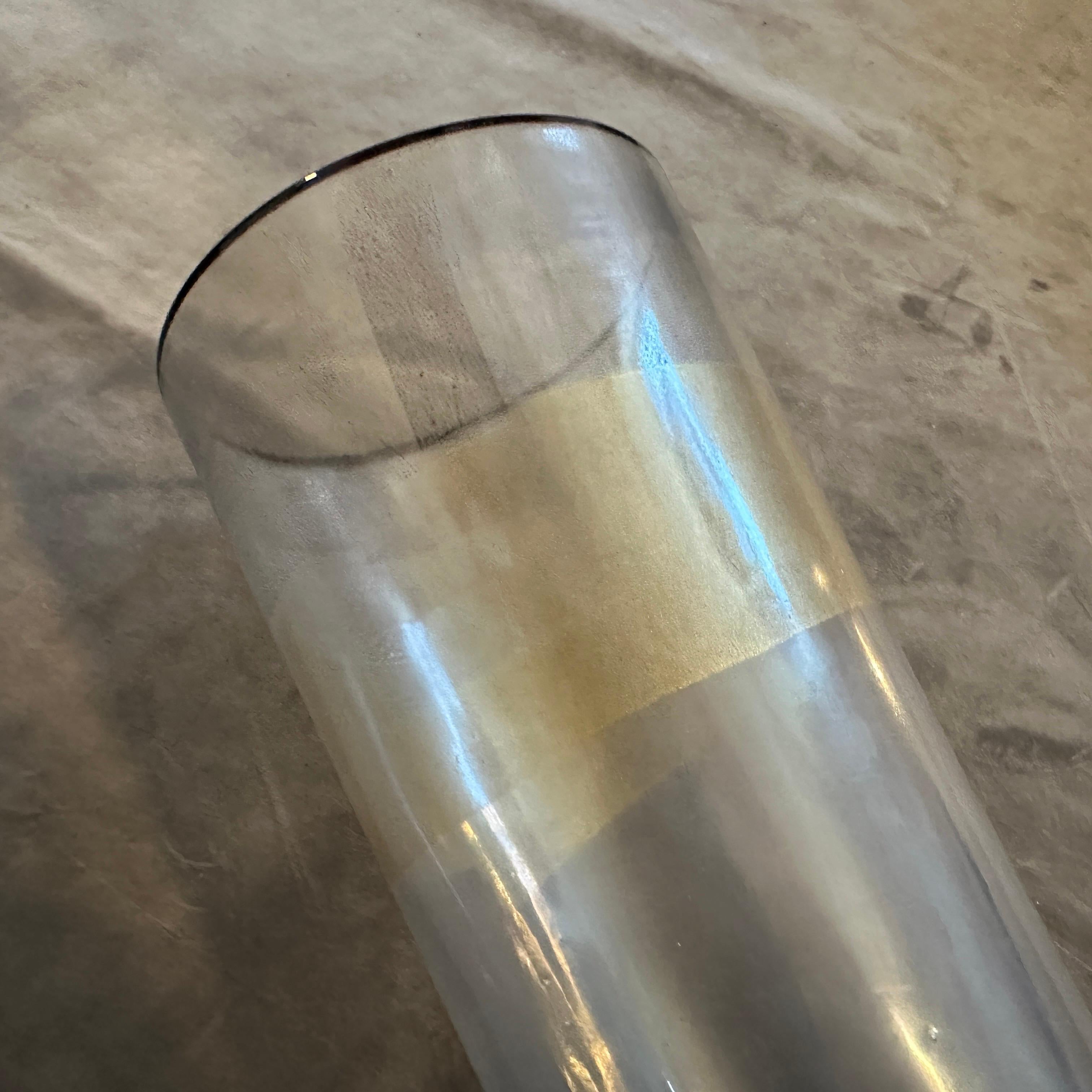 Vetro di Murano Vaso moderno anni '70 in vetro trasparente nero e oro di Murano in vendita