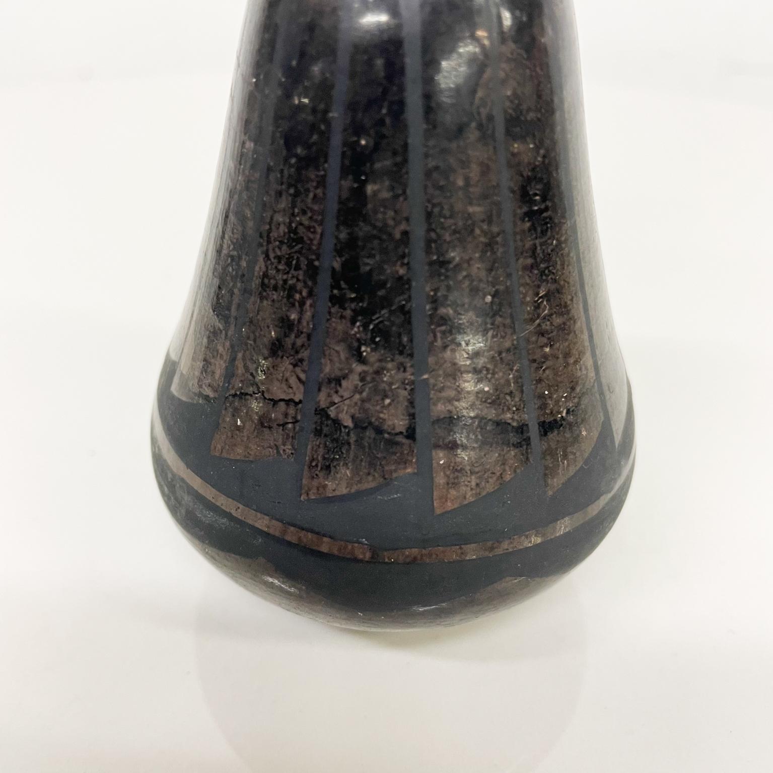 American 1970s Black Pottery Weed Pot Vase New Mexico For Sale