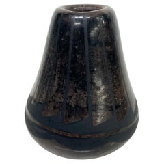 Retro 1970s Black Pottery Weed Pot Vase New Mexico