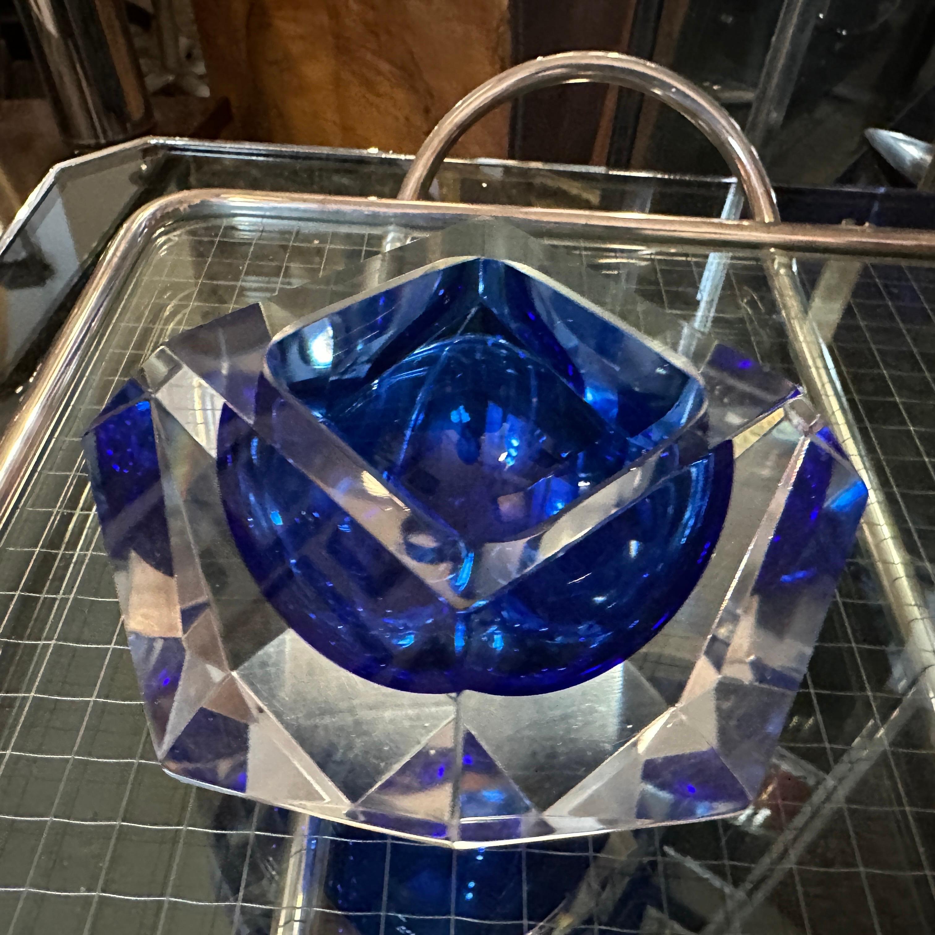Posacenere moderno anni '70 in vetro di Murano Glass Sommerso sfaccettato di Seguso in vendita 3