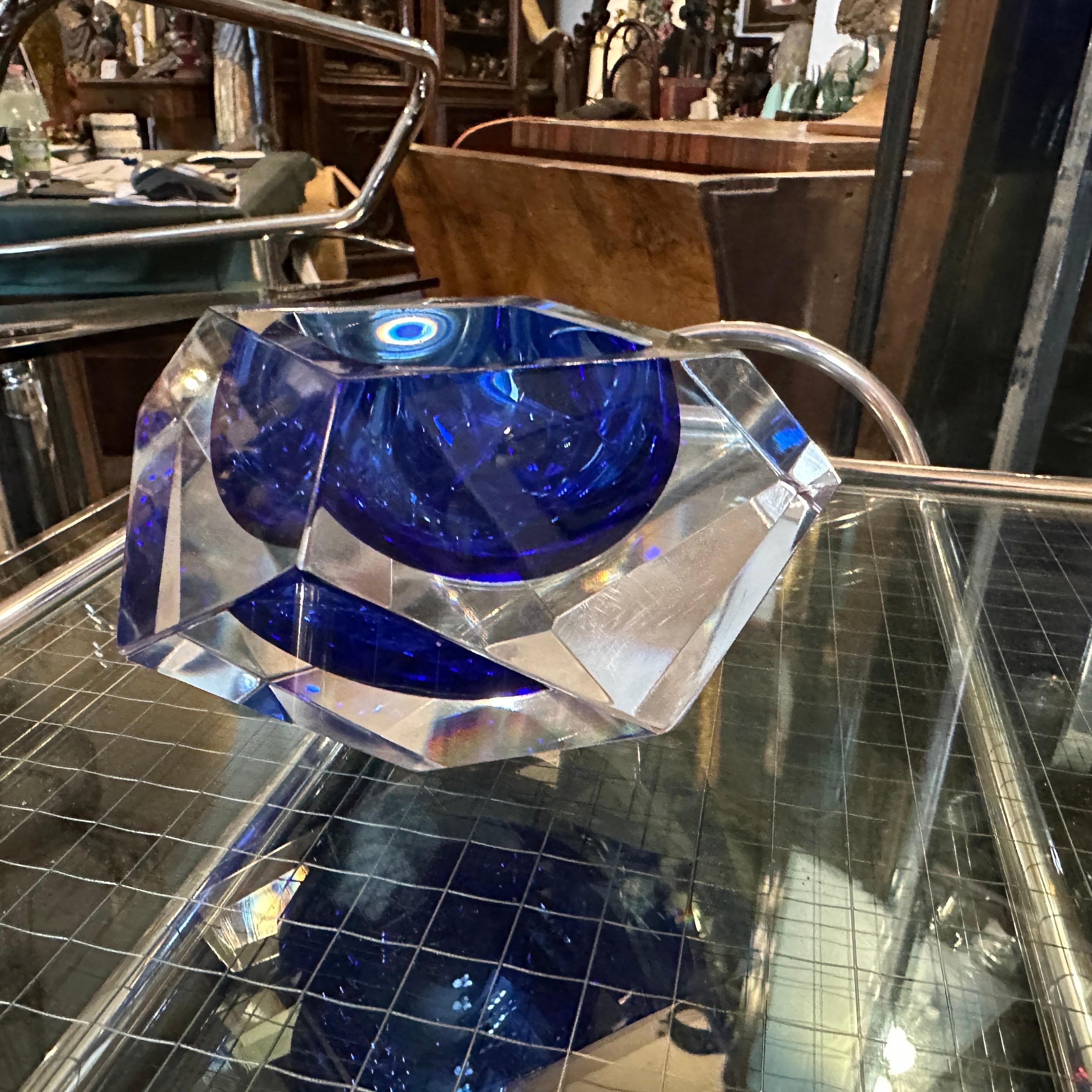 Posacenere moderno anni '70 in vetro di Murano Glass Sommerso sfaccettato di Seguso in vendita 4