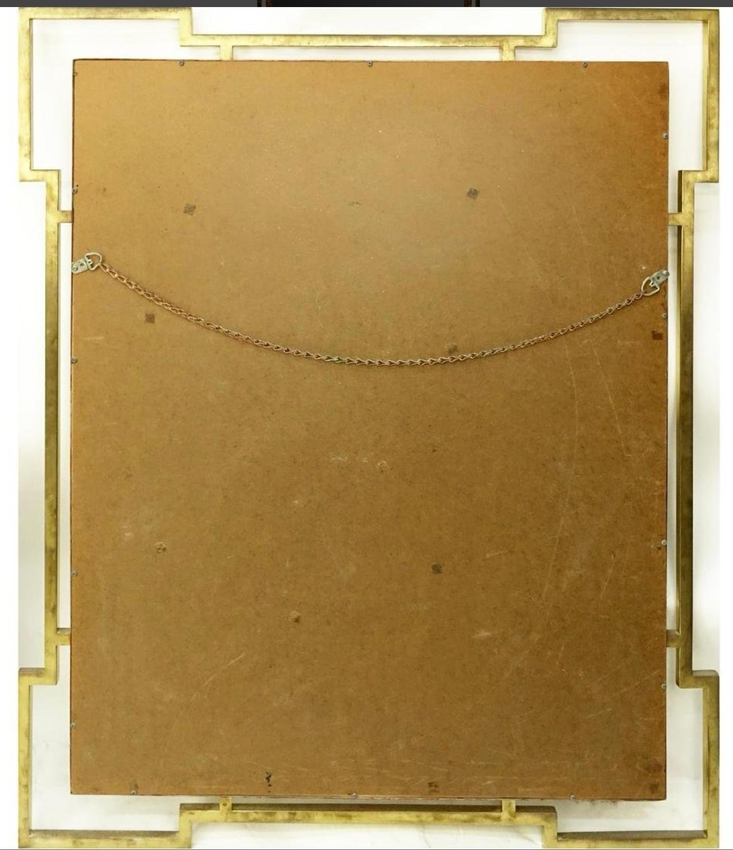 1970er Jahre Moderner Wandspiegel aus Messing und Kunstmarmor (Ende des 20. Jahrhunderts) im Angebot